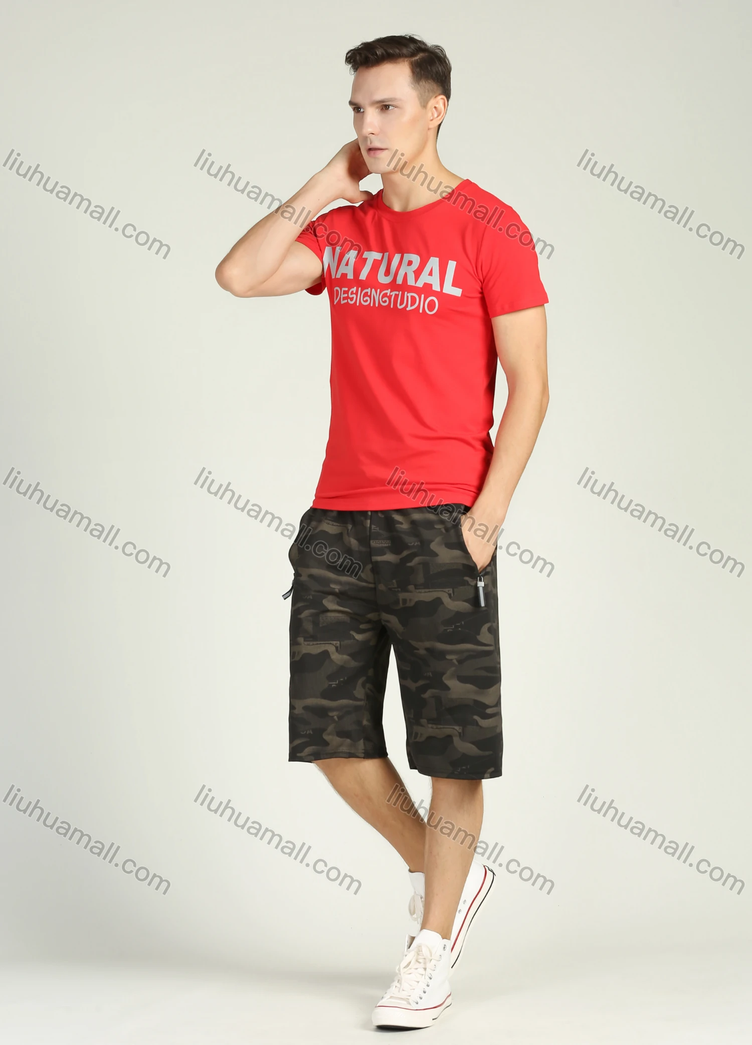 Wholesale Men's Casual Round Neck Slim Fit Short Sleeve Letter Print T Shirt - Liuhuamall