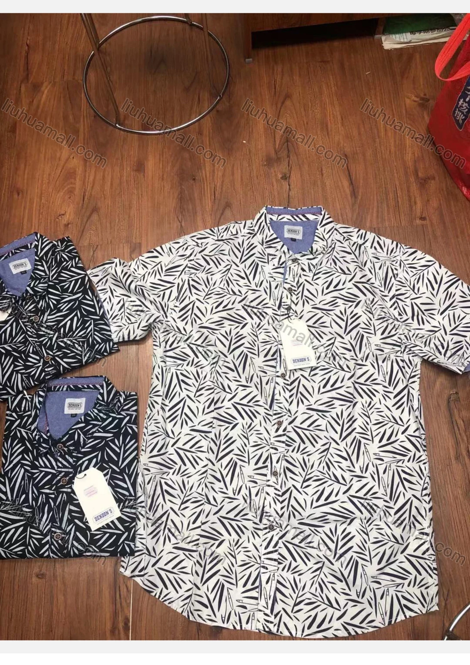 Wholesale Men's Short Sleeve Button Front Botanical Print Casual Shirt - Liuhuamall