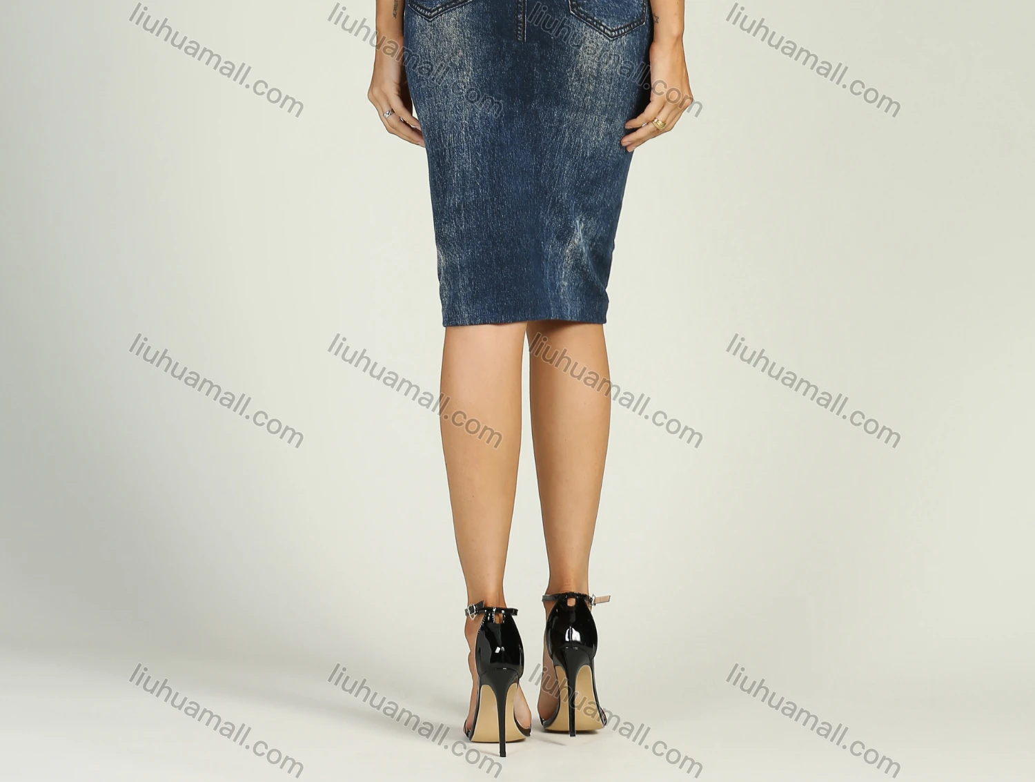Wholesale Women's Summer High Waist Dark Wash Denim Pencil Skirt - Liuhuamall