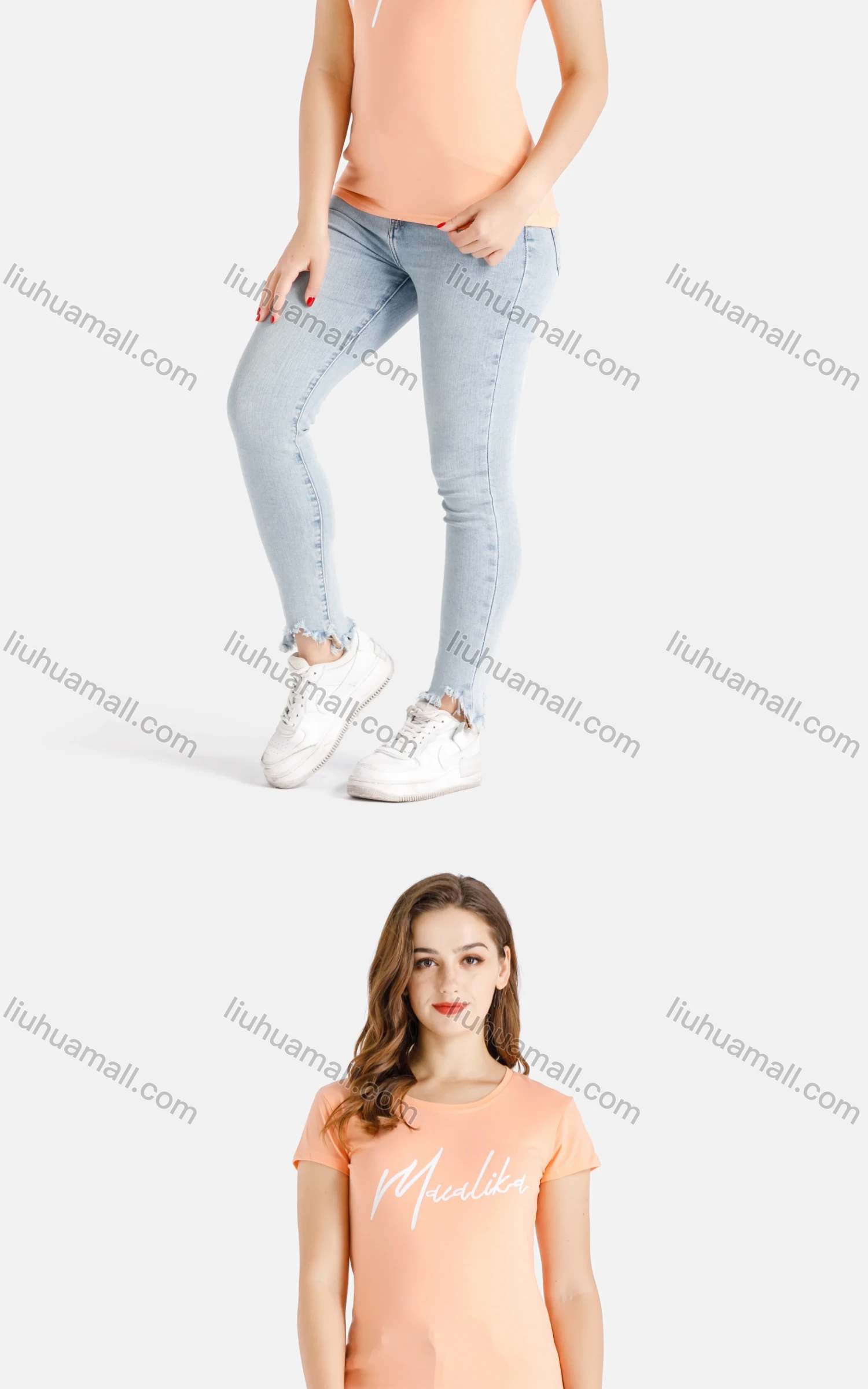 Wholesale Women's Casual Round Neck Short Sleeve Letter Print Tee - Liuhuamall