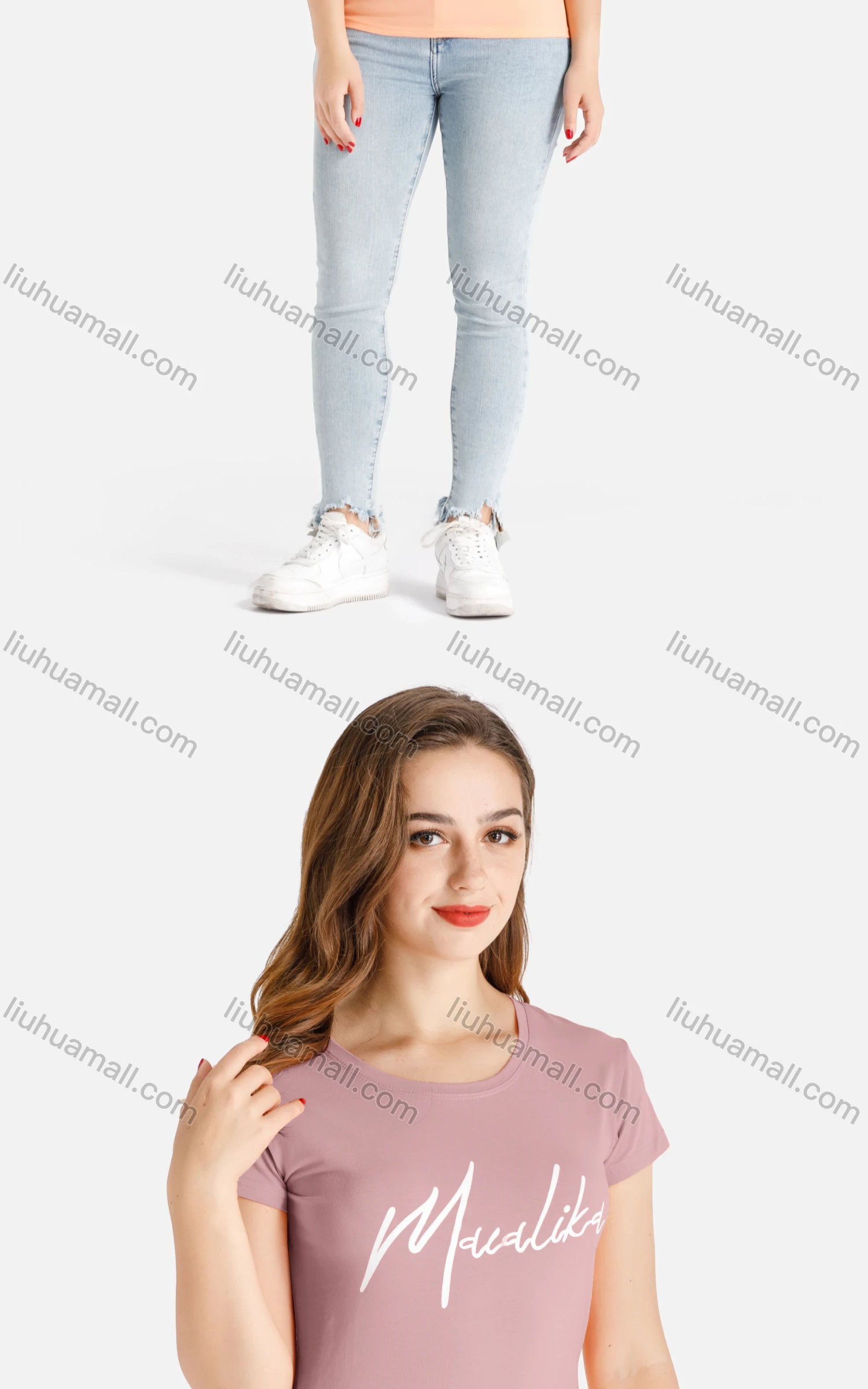 Wholesale Women's Casual Round Neck Short Sleeve Letter Print Tee - Liuhuamall