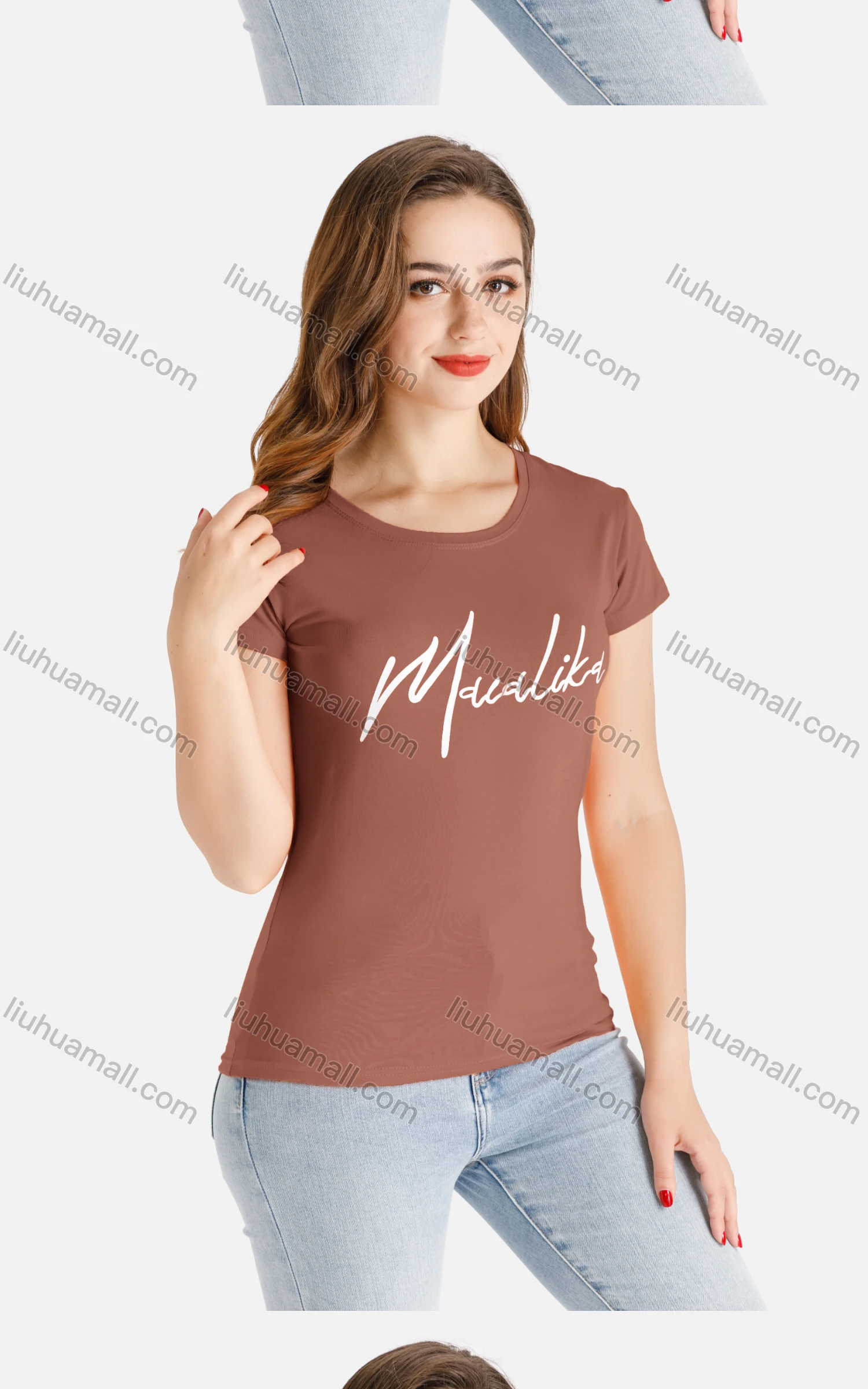 Wholesale Women's Casual Round Neck Short Sleeve Letter Print Tee - Liuhuamall