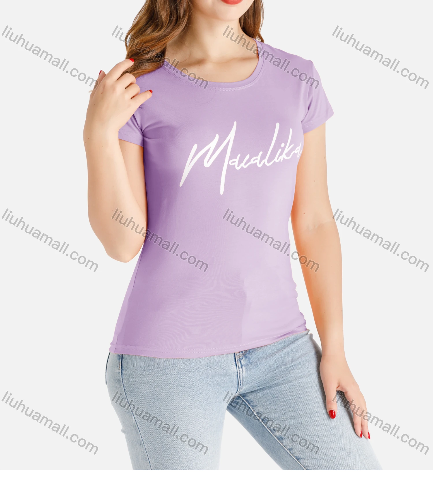 Wholesale Women's Casual Round Neck Short Sleeve Letter Print Tee - Liuhuamall