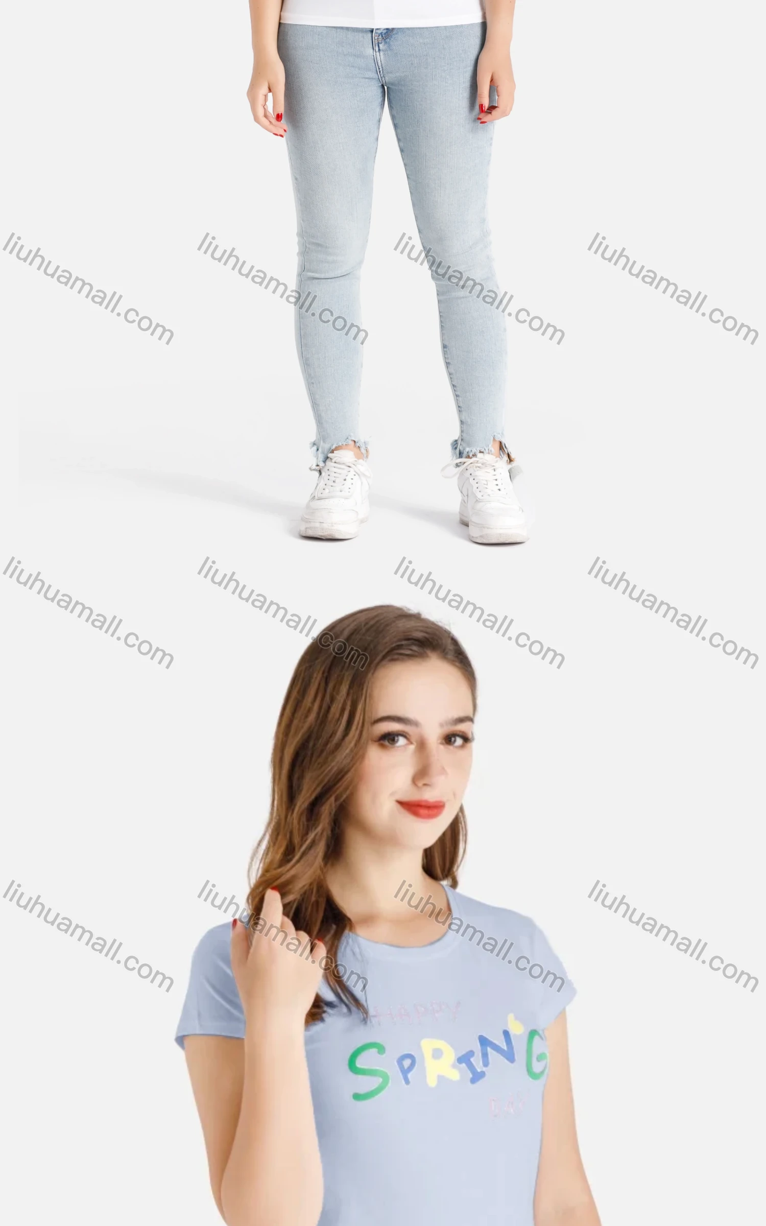 Wholesale Women's Casual Short Sleeve Round Neck Colorful Letter Print Tee - Liuhuamall