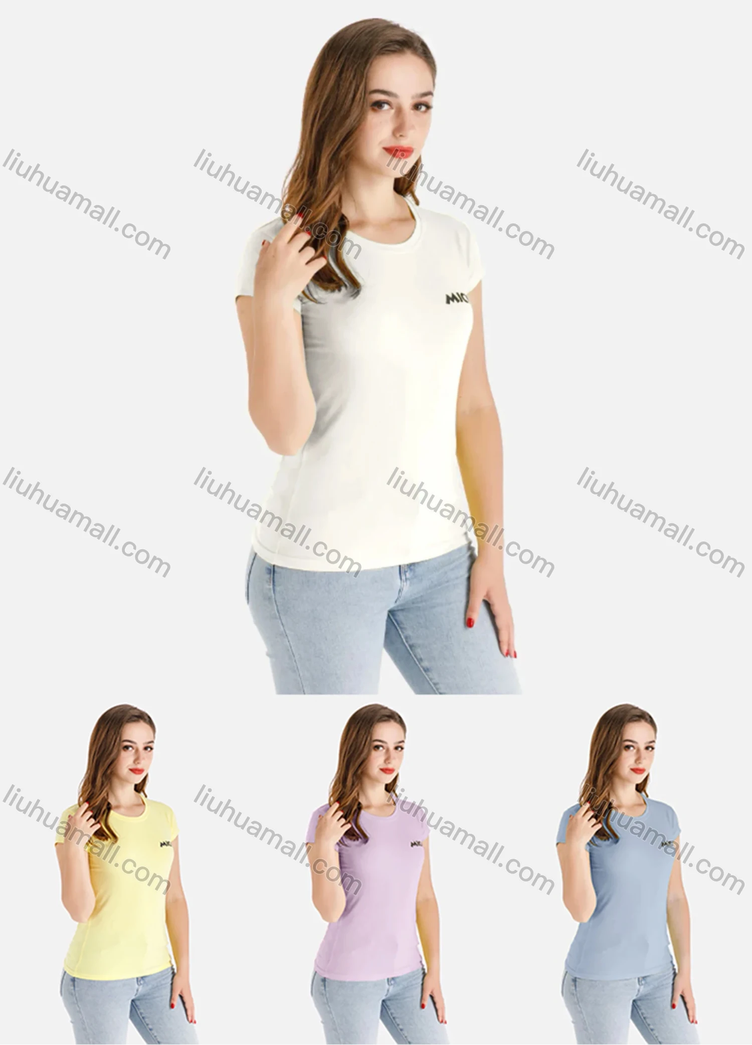 Wholesale Women's Casual Short Sleeve Round Neck Tee - Liuhuamall
