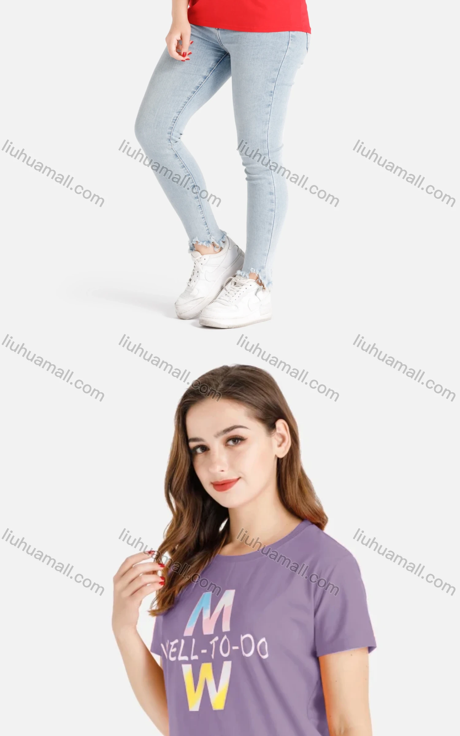 Wholesale Women's Casual Letter Print Crew Neck Short Sleeve Tee - Liuhuamall