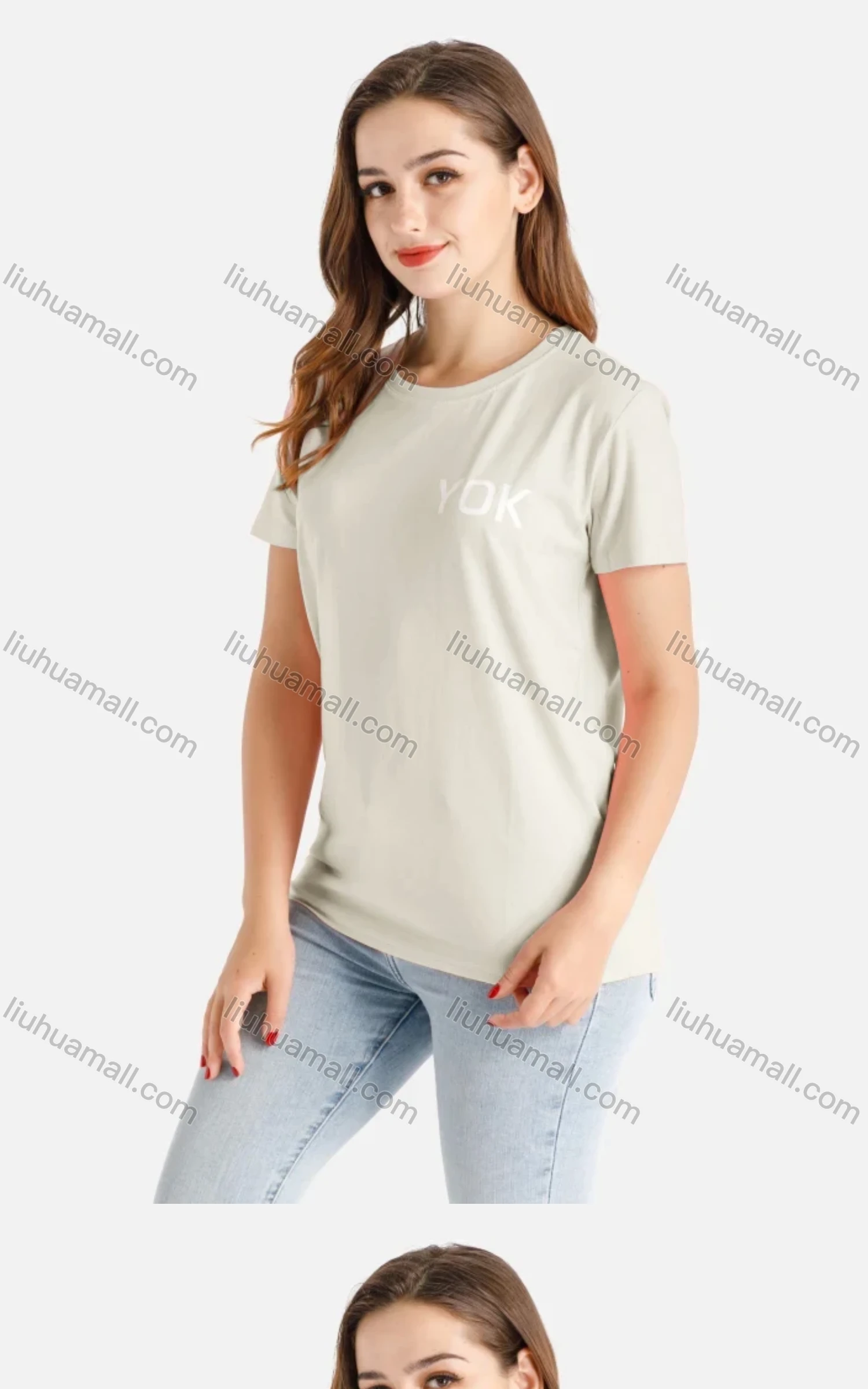 Wholesale Women's Casual Letter Crew Neck Short Sleeve Tee - Liuhuamall