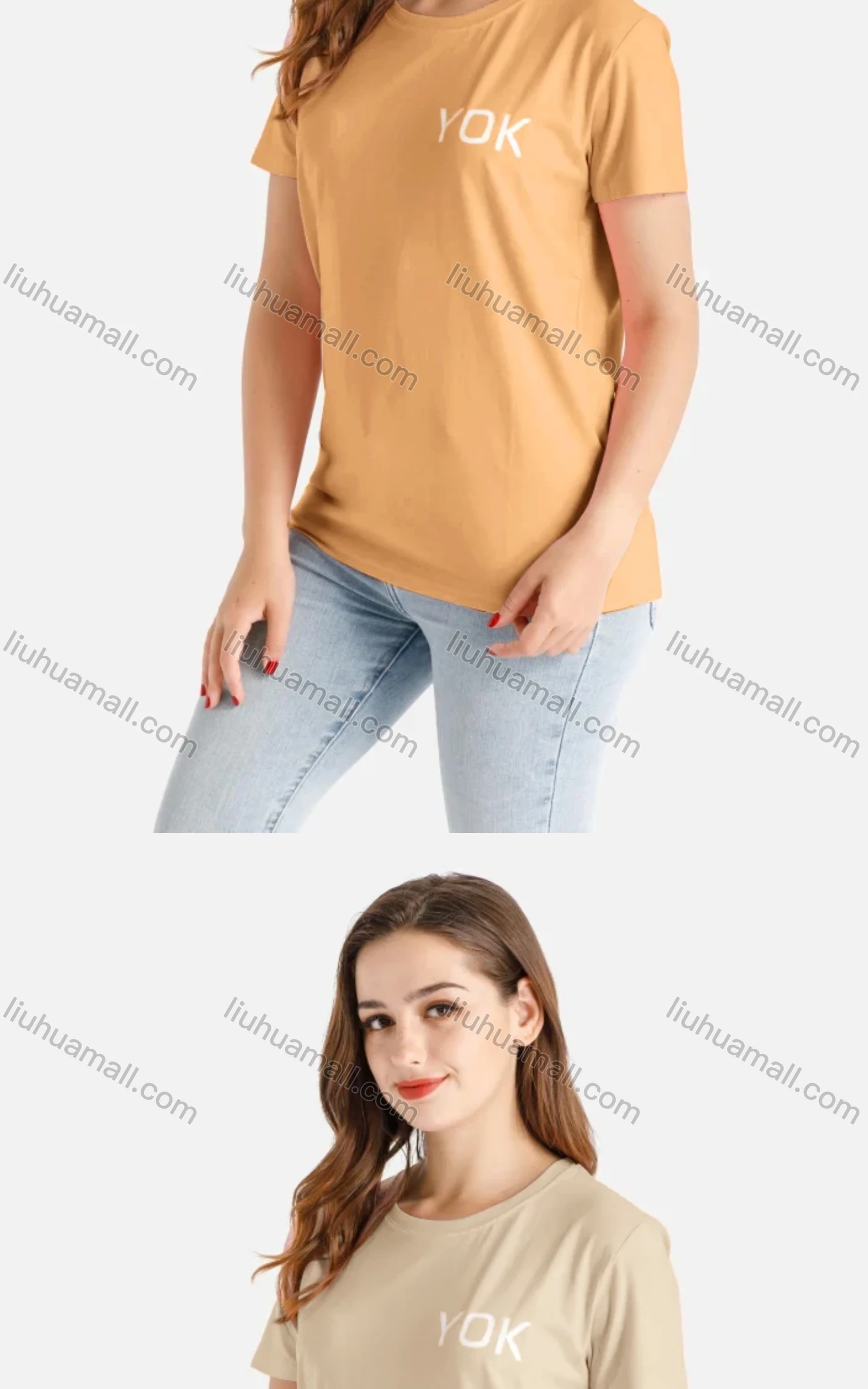 Wholesale Women's Casual Letter Crew Neck Short Sleeve Tee - Liuhuamall
