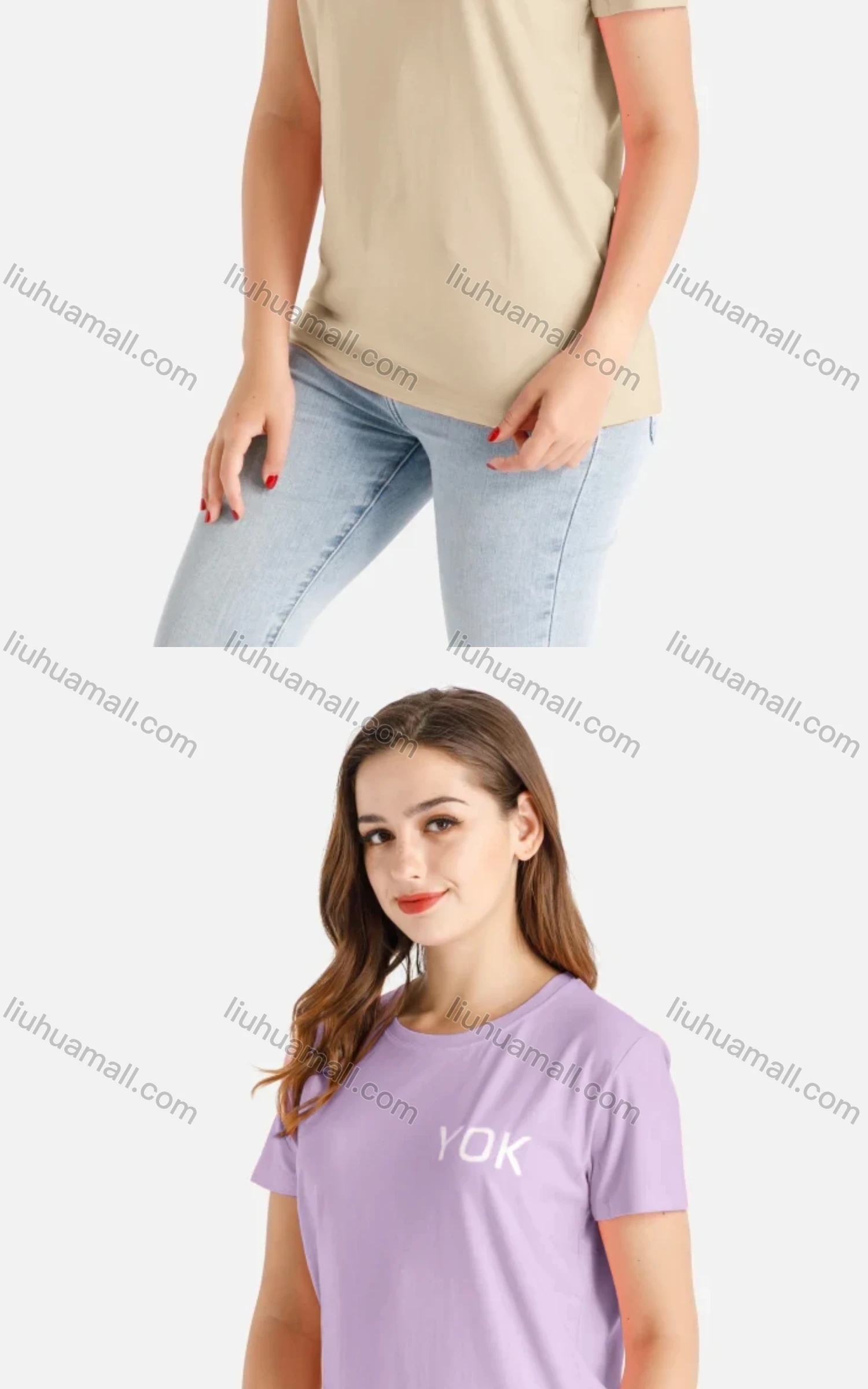 Wholesale Women's Casual Letter Crew Neck Short Sleeve Tee - Liuhuamall