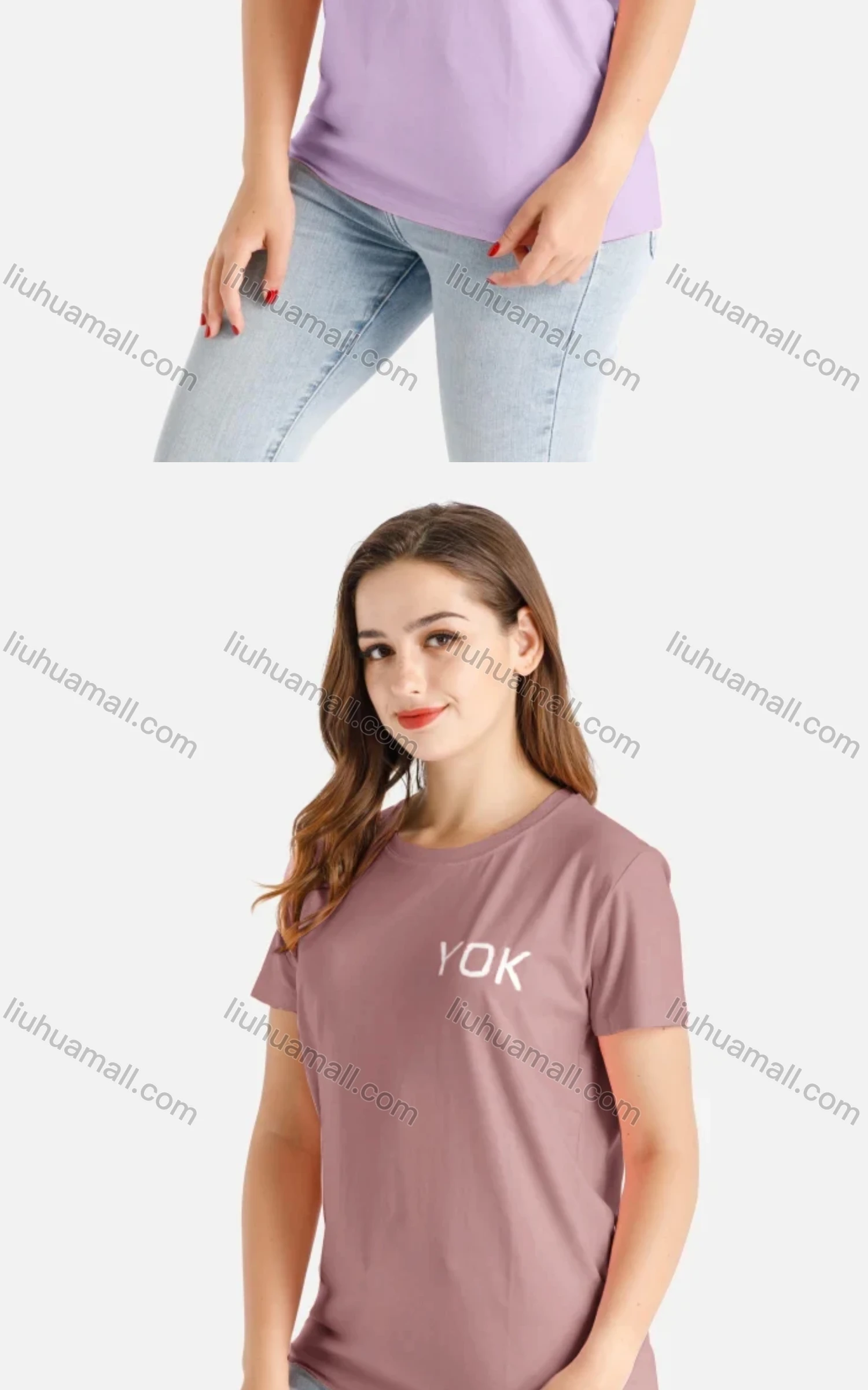 Wholesale Women's Casual Letter Crew Neck Short Sleeve Tee - Liuhuamall
