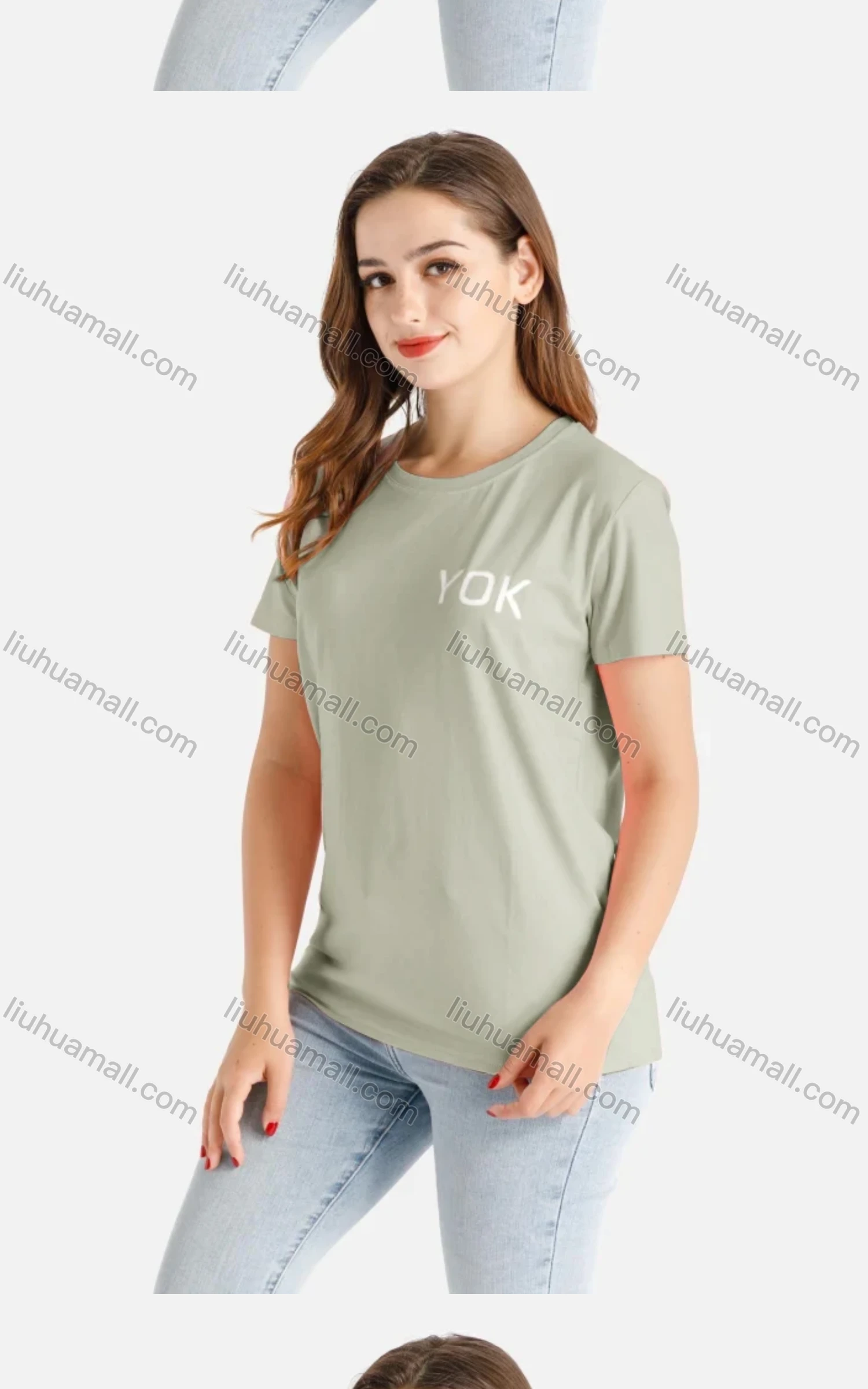 Wholesale Women's Casual Letter Crew Neck Short Sleeve Tee - Liuhuamall
