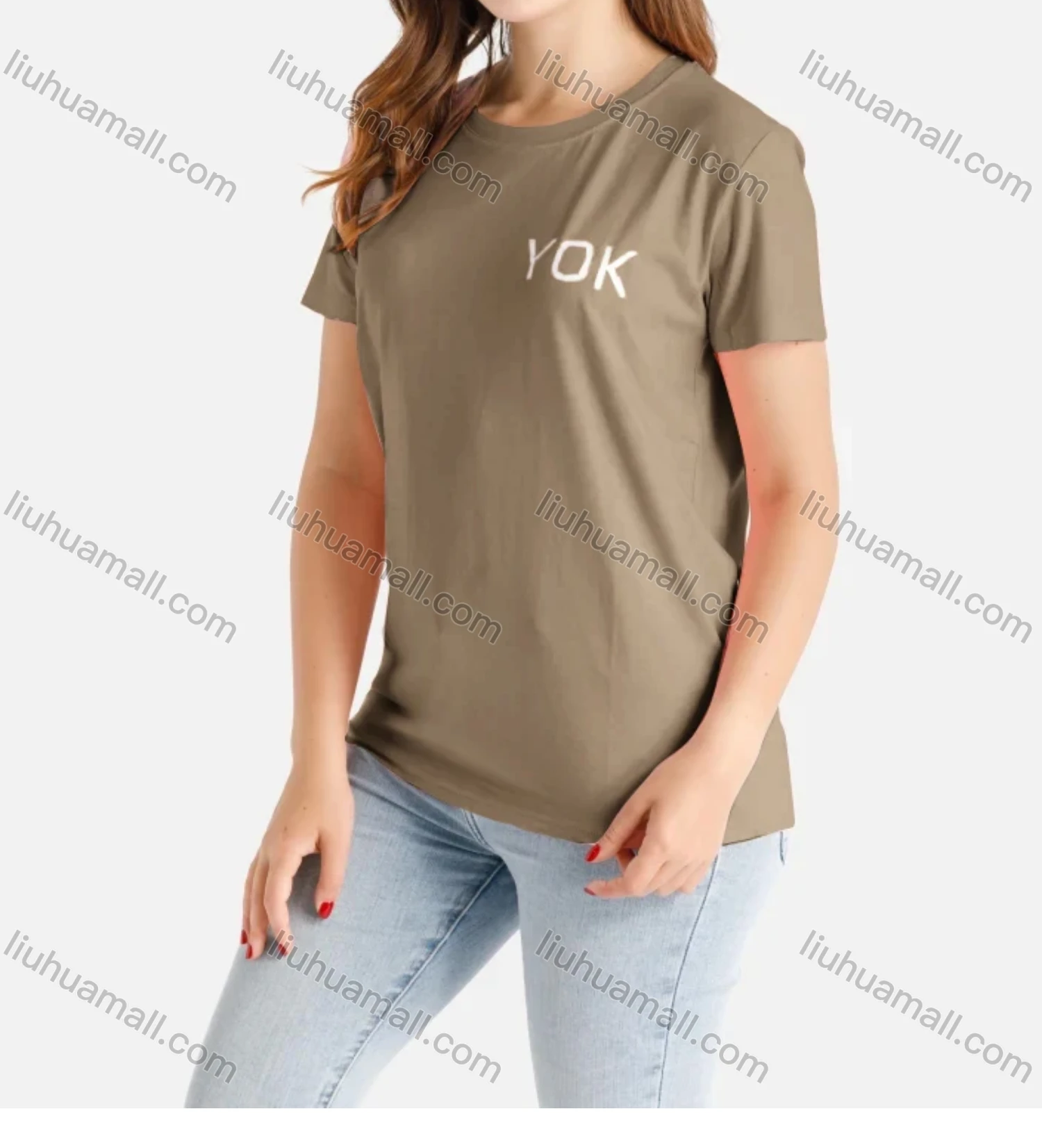 Wholesale Women's Casual Letter Crew Neck Short Sleeve Tee - Liuhuamall