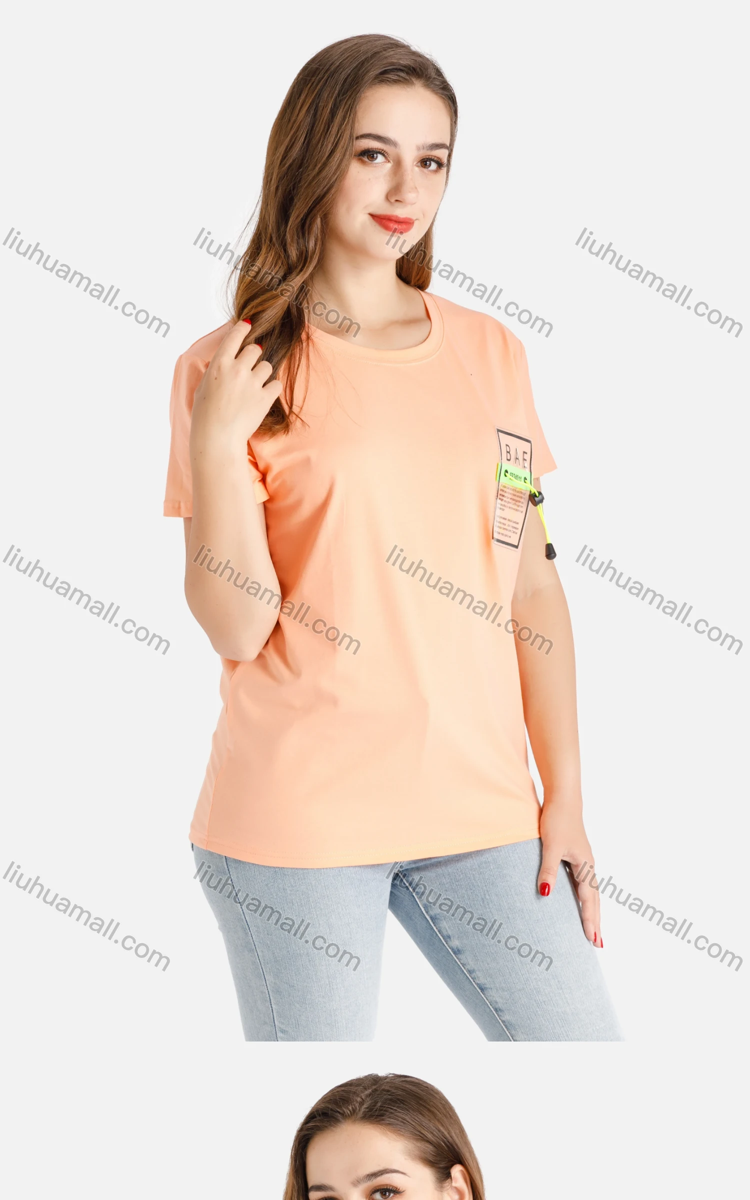 Wholesale Women's Casual Short Sleeve Crew Neck Tee - Liuhuamall