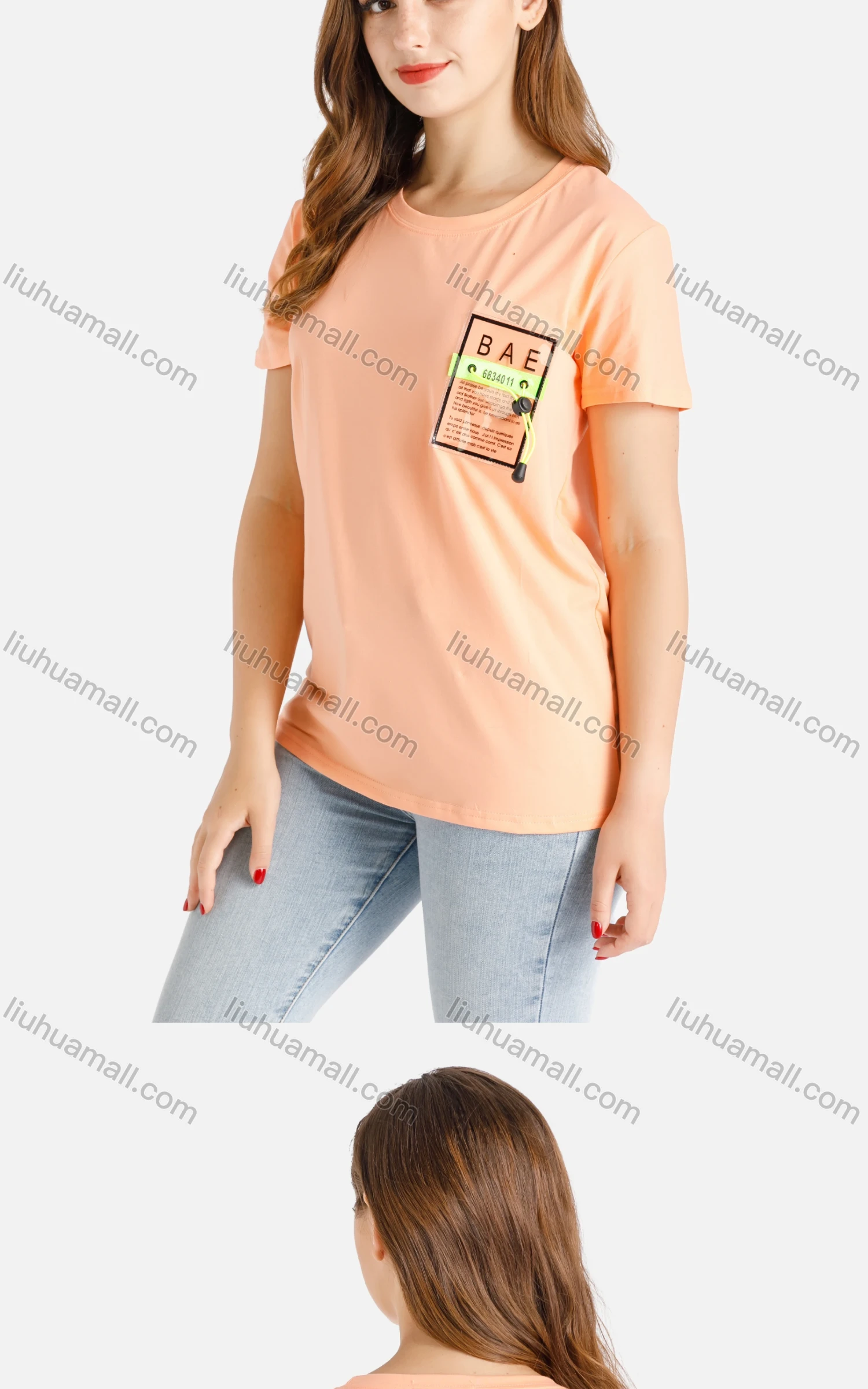 Wholesale Women's Casual Short Sleeve Crew Neck Tee - Liuhuamall
