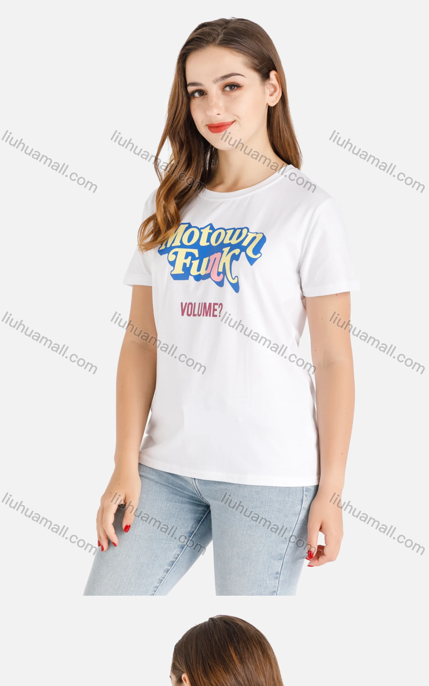 Wholesale Women's Casual Letter Print Round Neck Short Sleeve Tee - Liuhuamall