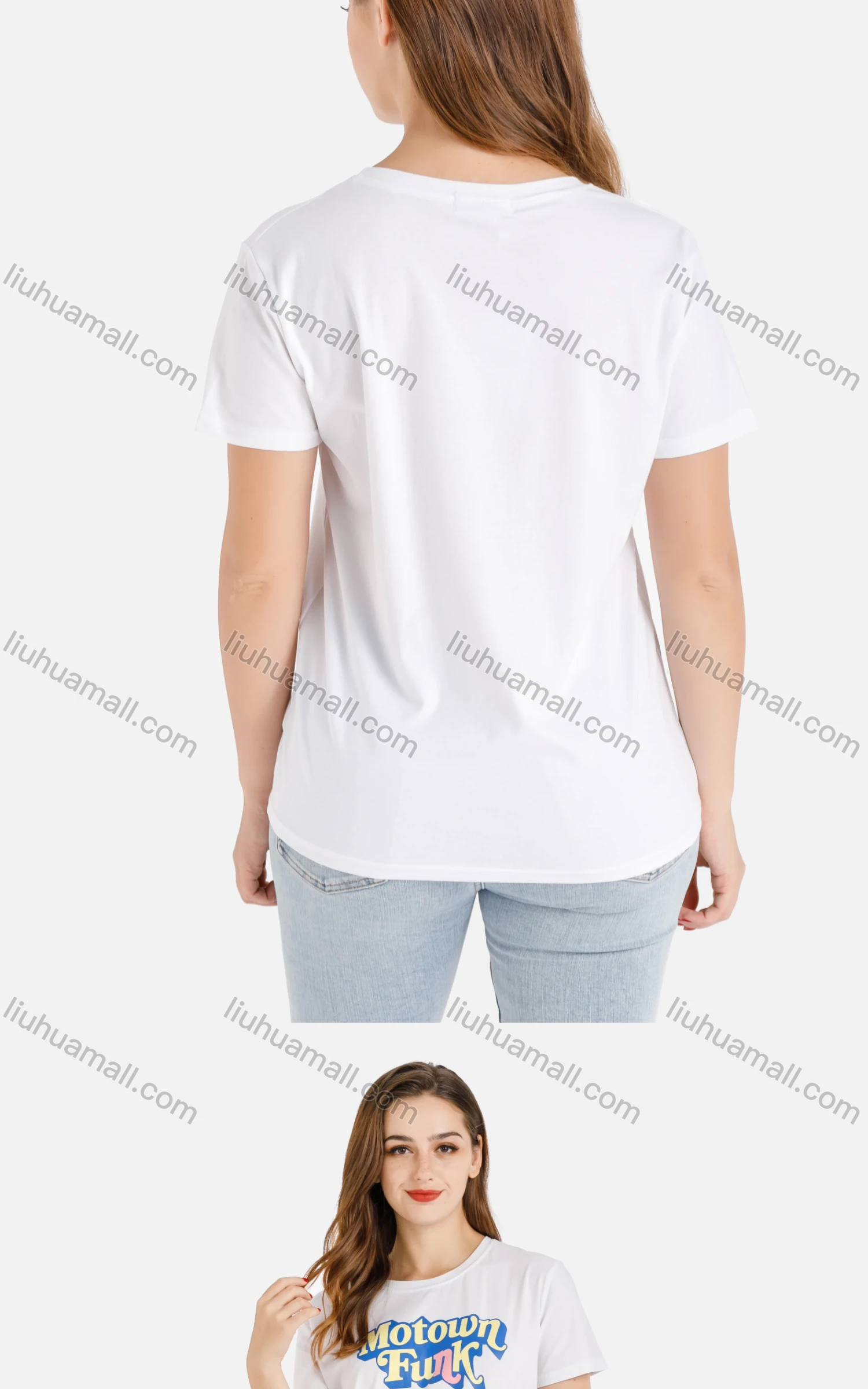 Wholesale Women's Casual Letter Print Round Neck Short Sleeve Tee - Liuhuamall