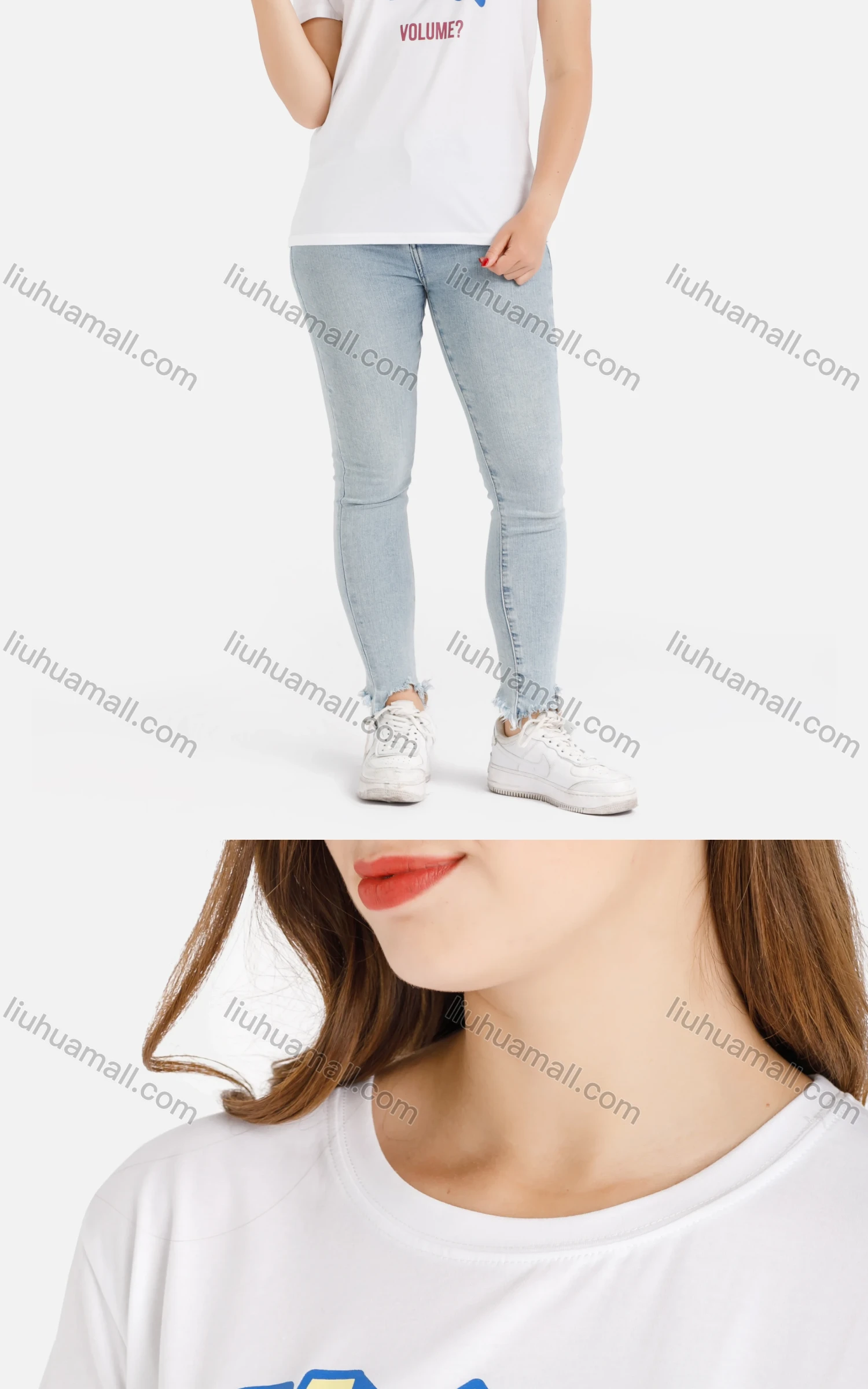 Wholesale Women's Casual Letter Print Round Neck Short Sleeve Tee - Liuhuamall