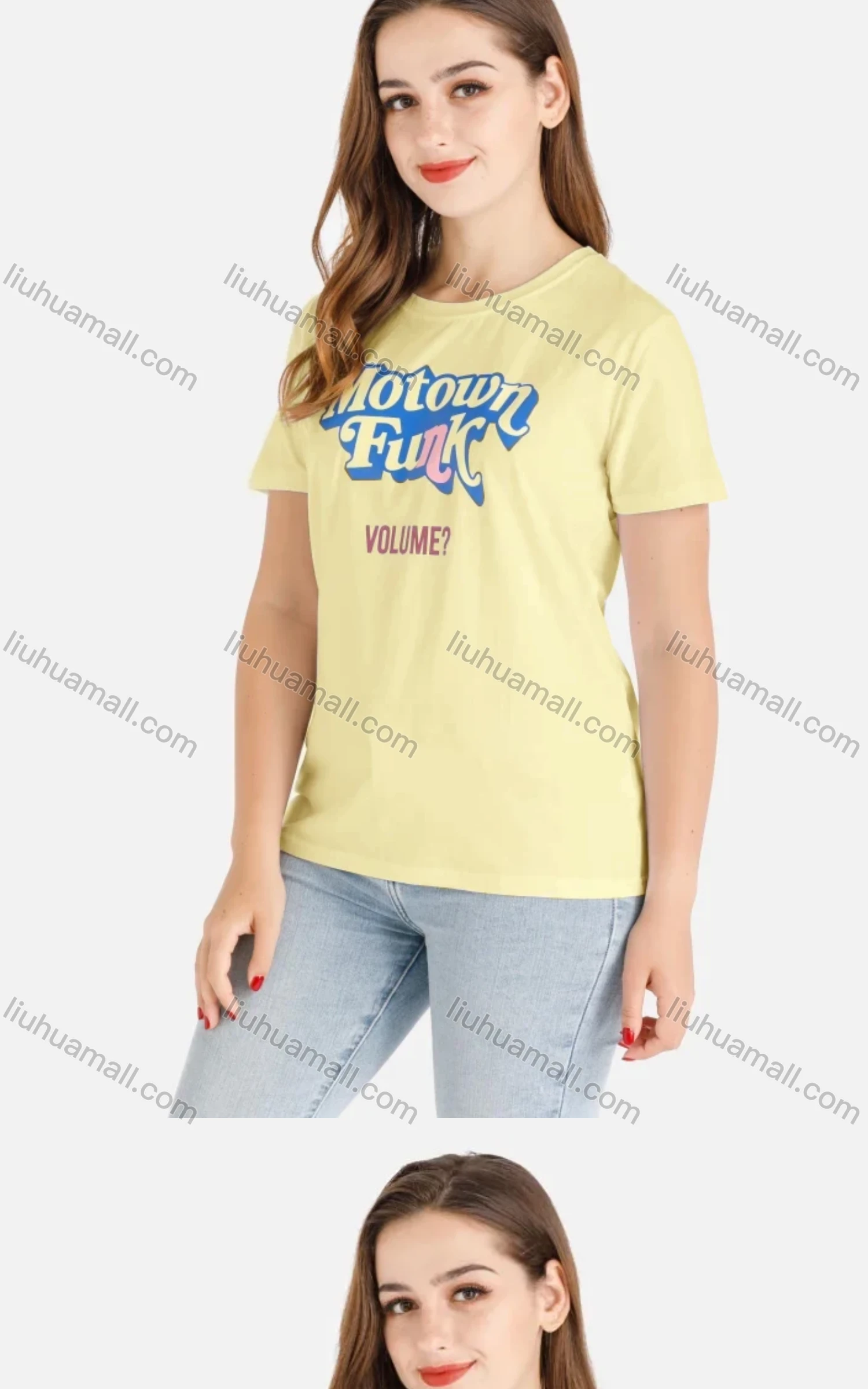 Wholesale Women's Casual Letter Print Round Neck Short Sleeve Tee - Liuhuamall