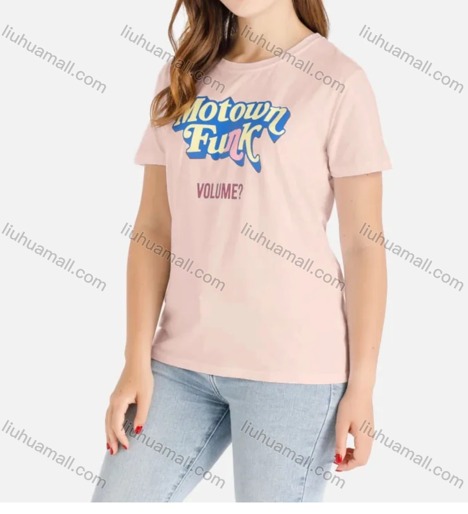 Wholesale Women's Casual Letter Print Round Neck Short Sleeve Tee - Liuhuamall