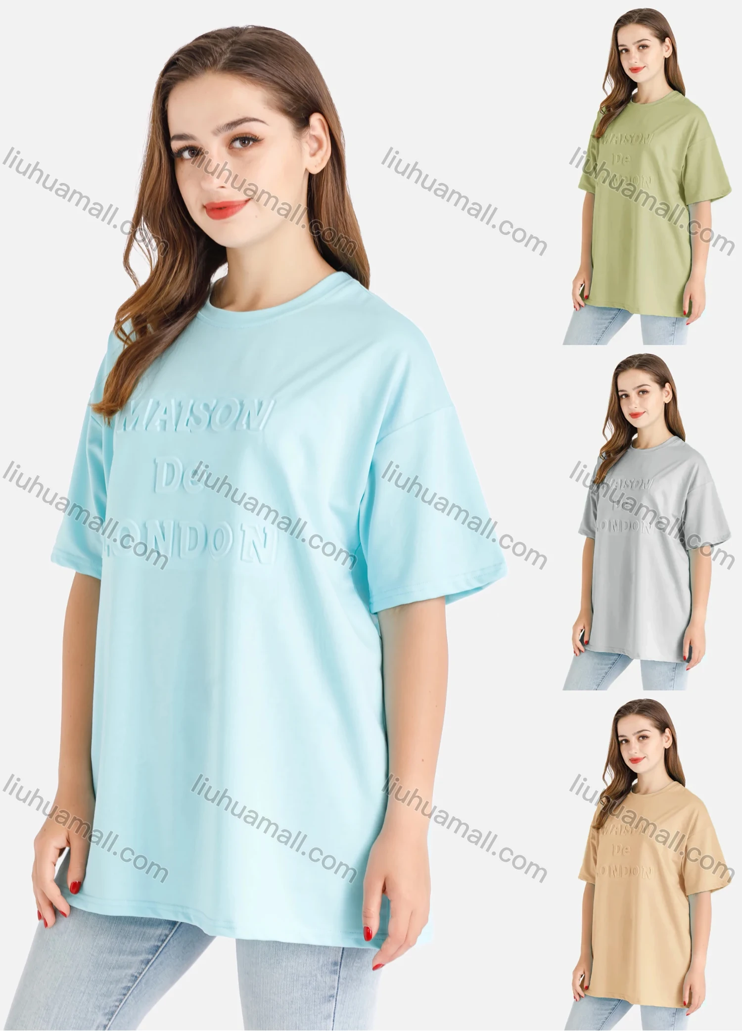 Wholesale Women's Casual Oversized Letter Print Short Sleeve Round Neck Tee - Liuhuamall