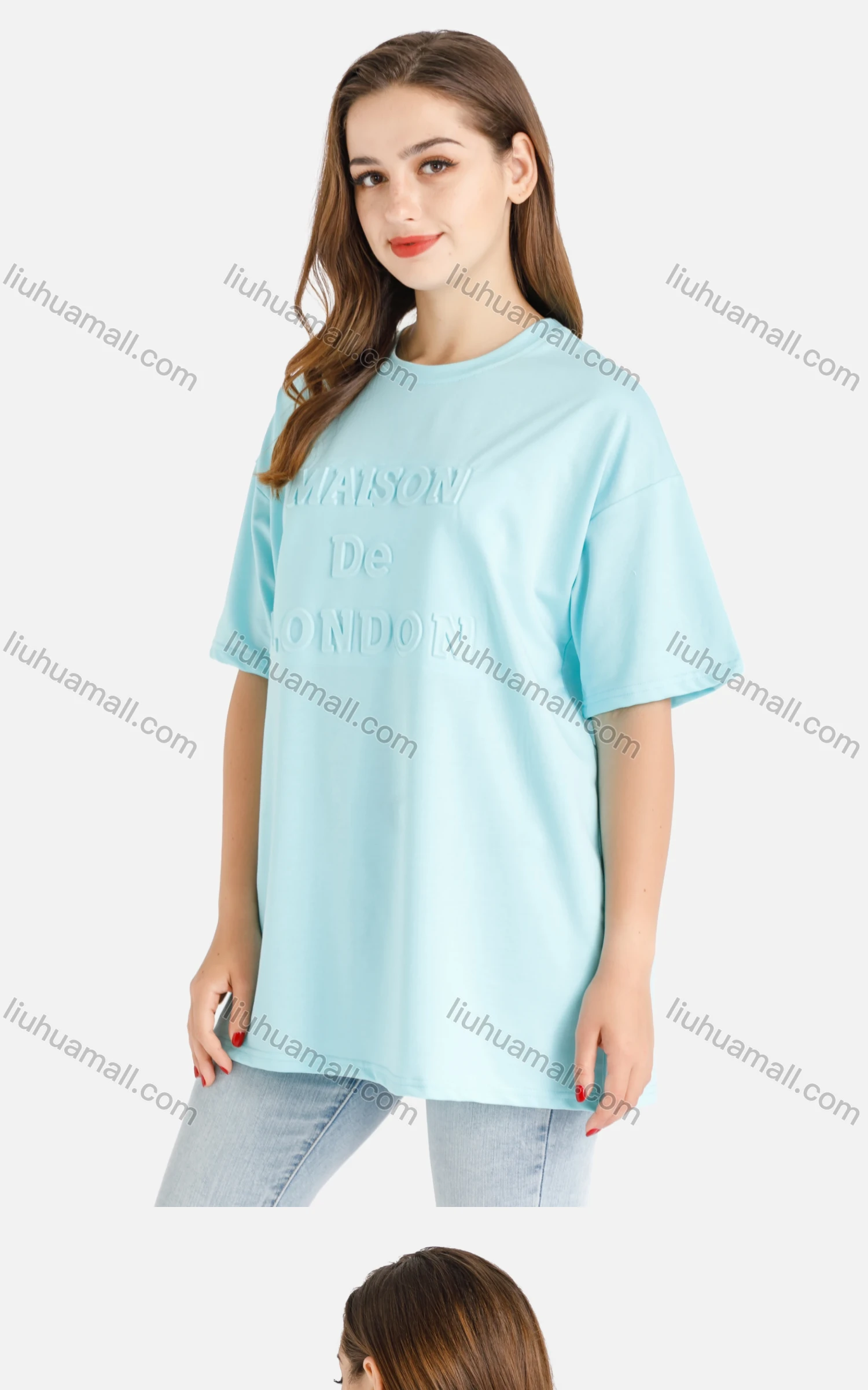 Wholesale Women's Casual Oversized Letter Print Short Sleeve Round Neck Tee - Liuhuamall