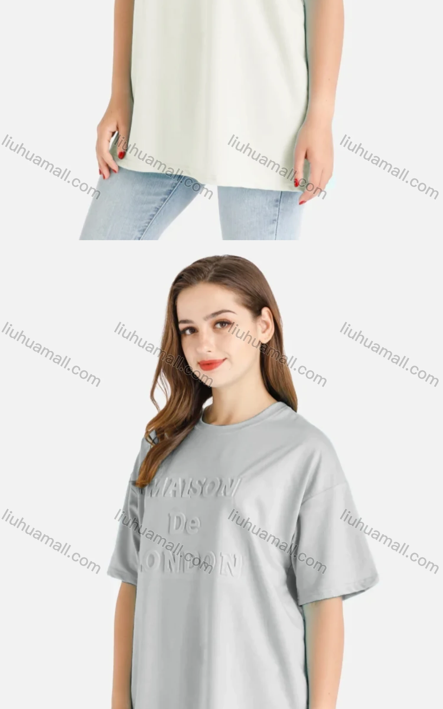 Wholesale Women's Casual Oversized Letter Print Short Sleeve Round Neck Tee - Liuhuamall
