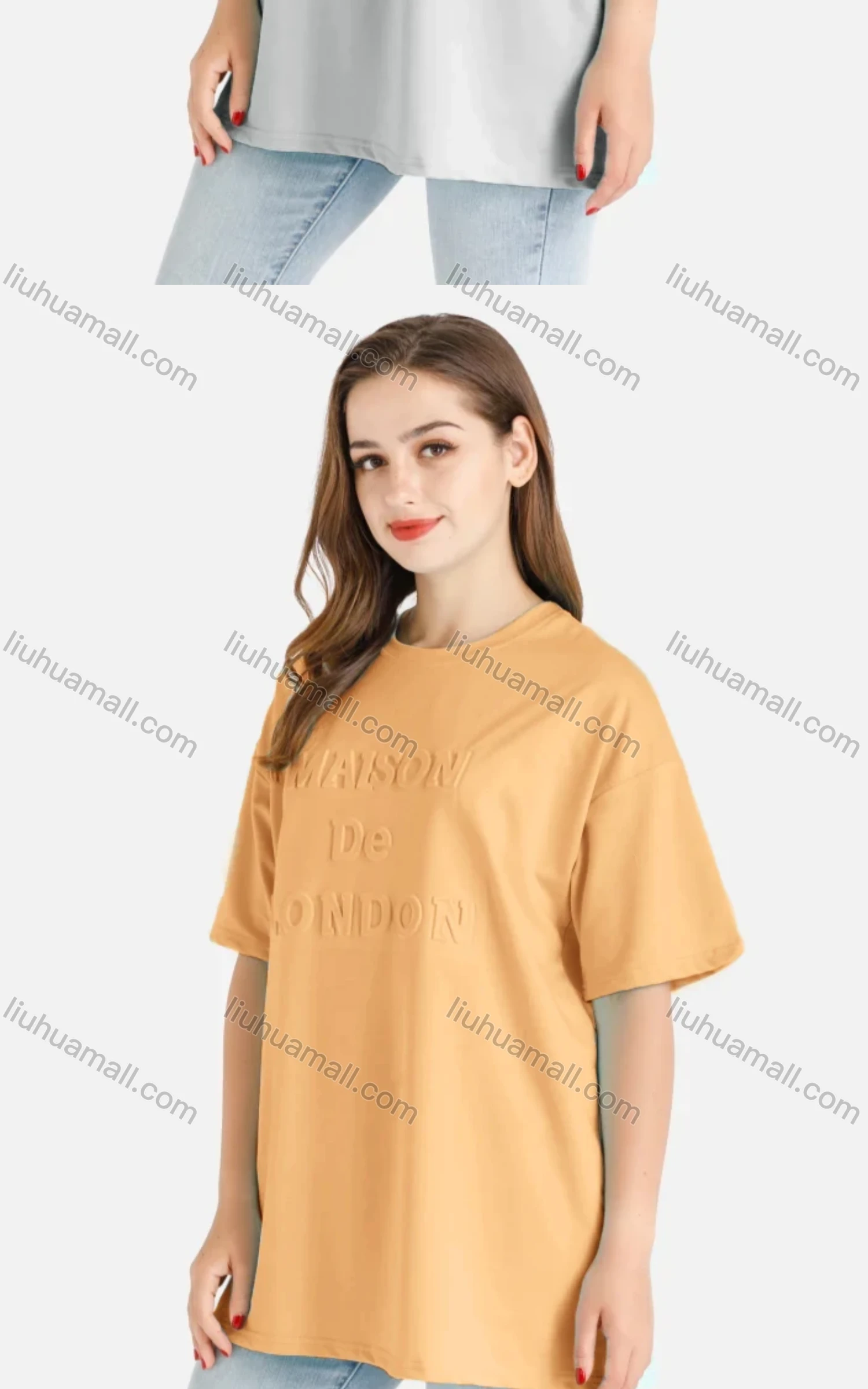 Wholesale Women's Casual Oversized Letter Print Short Sleeve Round Neck Tee - Liuhuamall