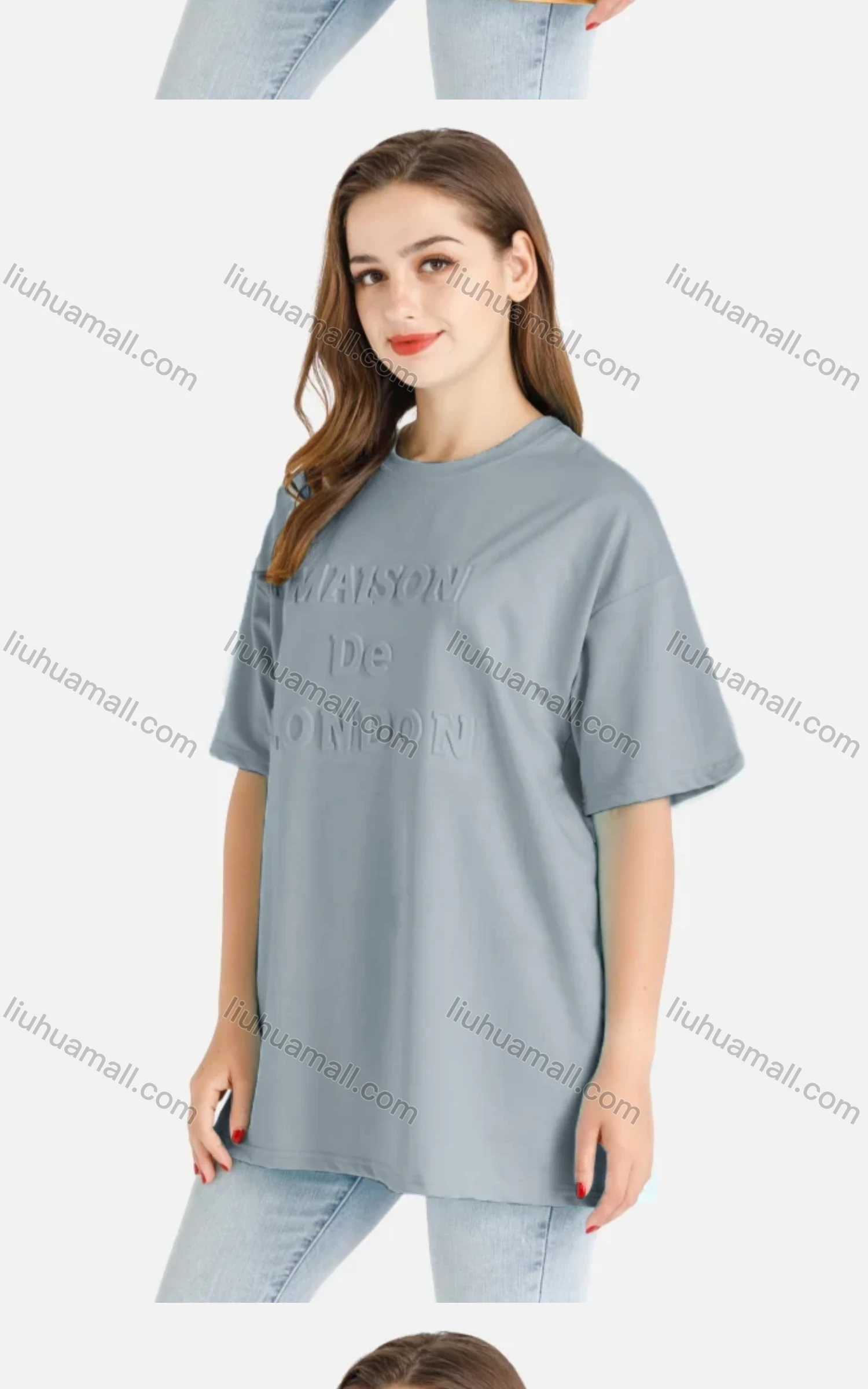 Wholesale Women's Casual Oversized Letter Print Short Sleeve Round Neck Tee - Liuhuamall