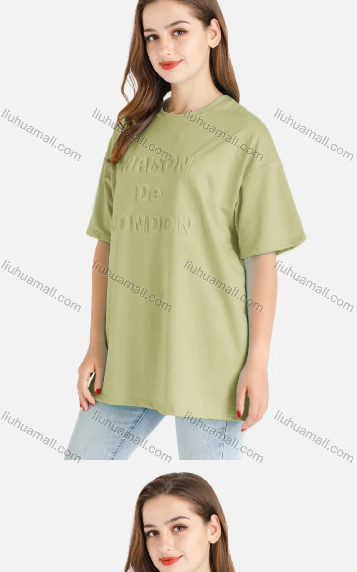 Wholesale Women's Casual Oversized Letter Print Short Sleeve Round Neck Tee - Liuhuamall
