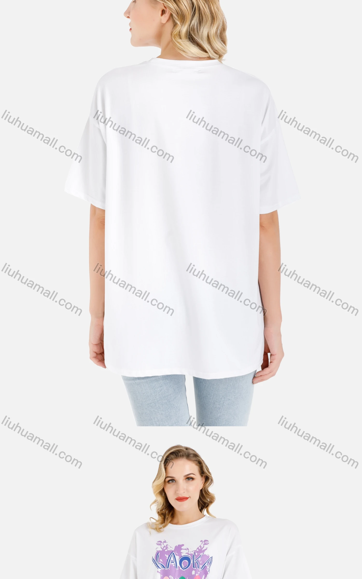 Wholesale Womens Casual Graffiti Print Oversized Short Sleeve Round Neck Tee - Liuhuamall