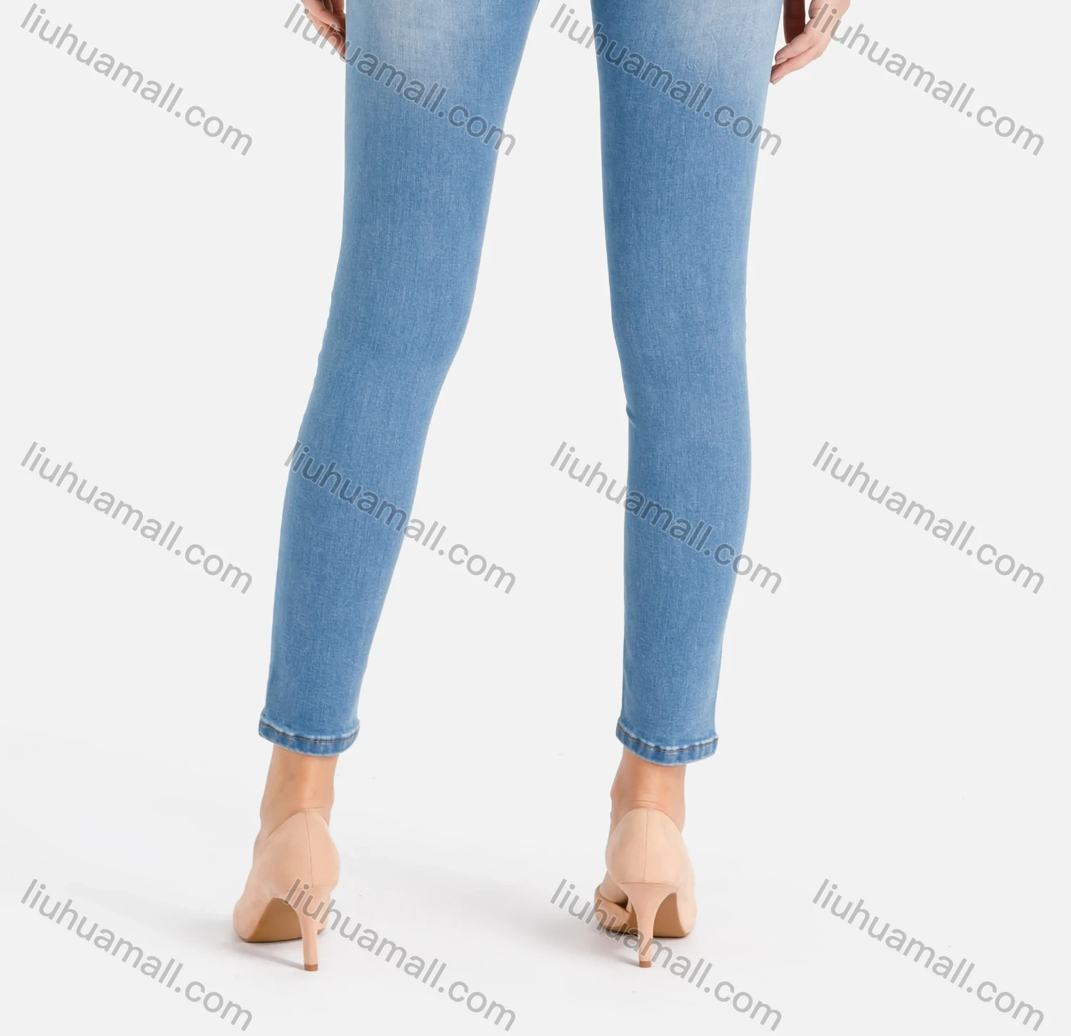 Wholesale Women's Classic Casual Tailored Plain Patch Pocket Skinny Jeans - Liuhuamall