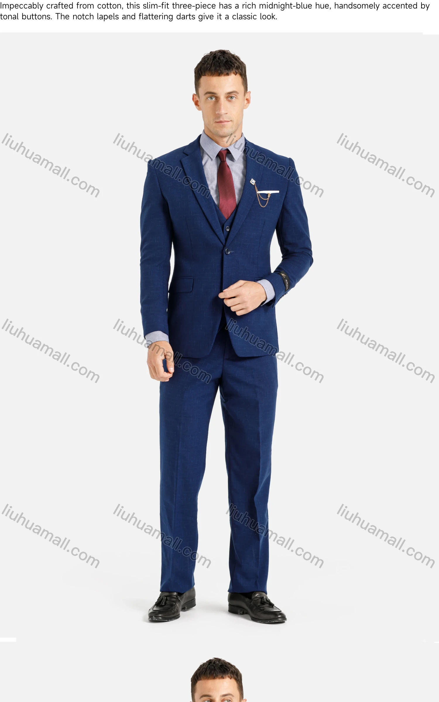 Wholesale Men's Formal Business 3-Piece Slim Fit One Button Plain Suit Set - Liuhuamall