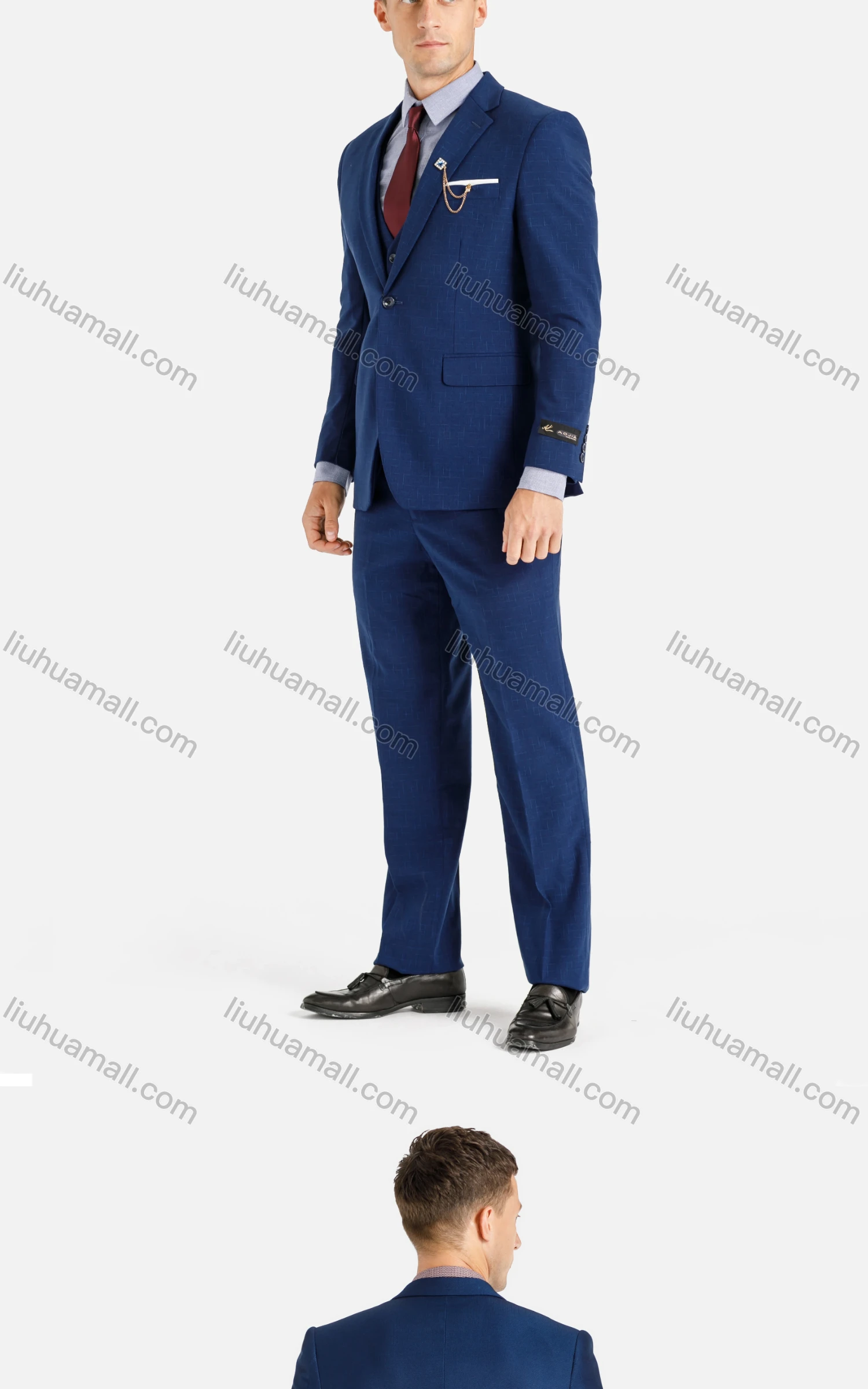 Wholesale Men's Formal Business 3-Piece Slim Fit One Button Plain Suit Set - Liuhuamall