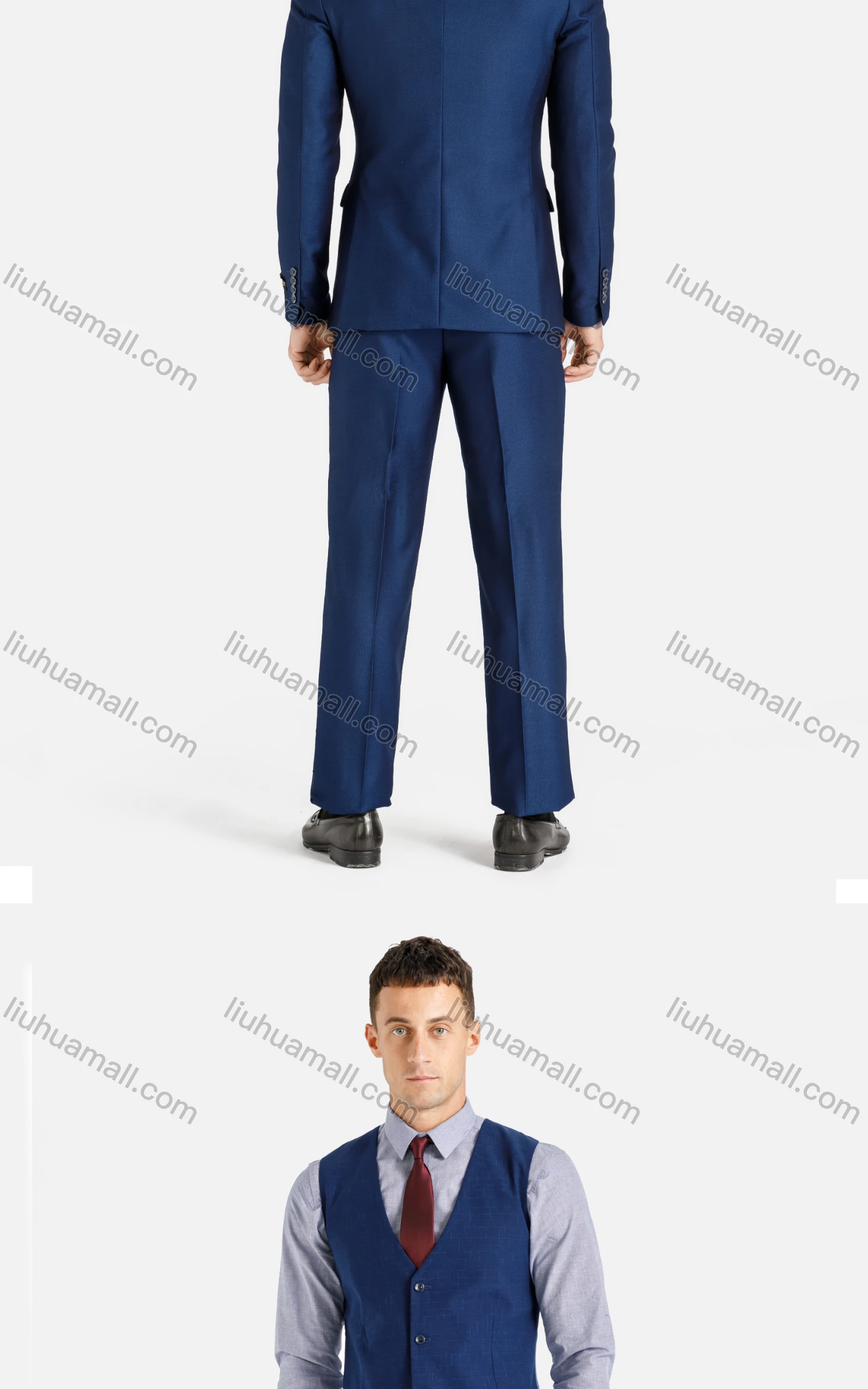 Wholesale Men's Formal Business 3-Piece Slim Fit One Button Plain Suit Set - Liuhuamall