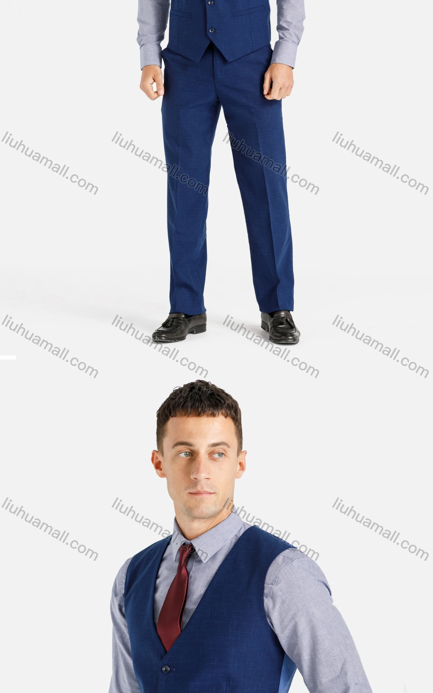 Wholesale Men's Formal Business 3-Piece Slim Fit One Button Plain Suit Set - Liuhuamall