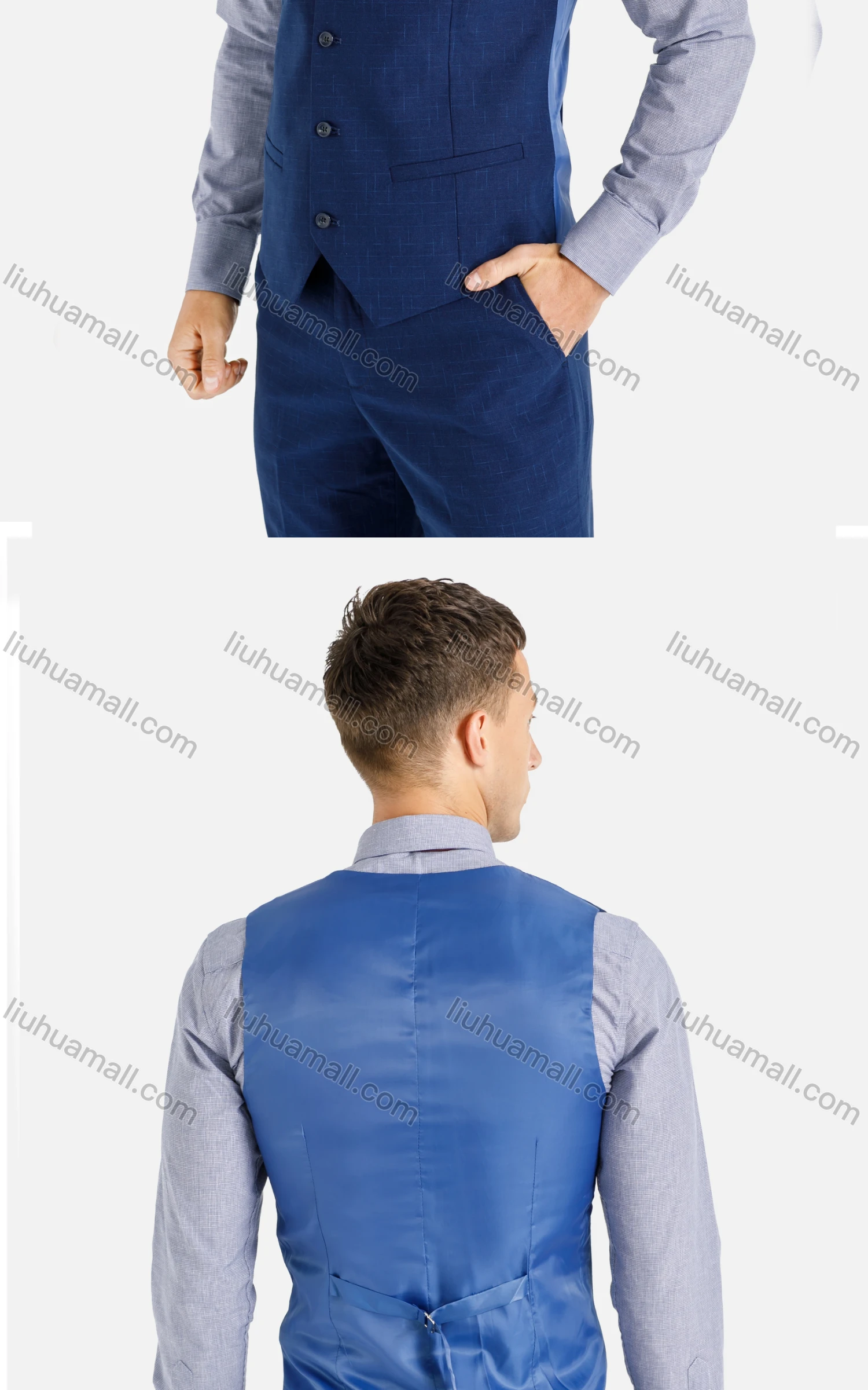 Wholesale Men's Formal Business 3-Piece Slim Fit One Button Plain Suit Set - Liuhuamall