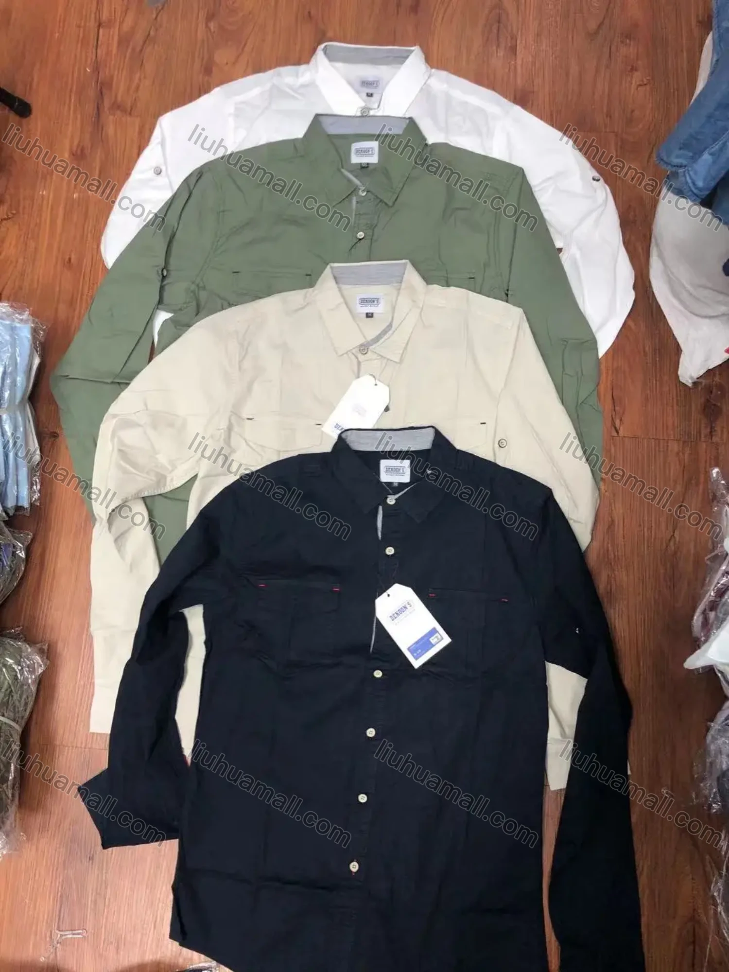 Wholesale Men's Long Sleeve Buttoned Front Flap Pockets Casual Shirt - Liuhuamall