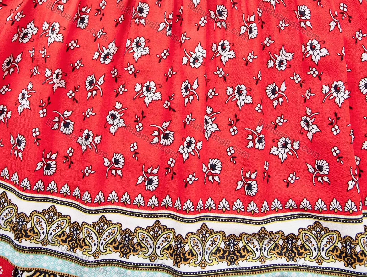 Wholesale Women's Summer Off Shoulder Knotted Vintage Ditsy Floral Print Blouse - Liuhuamall