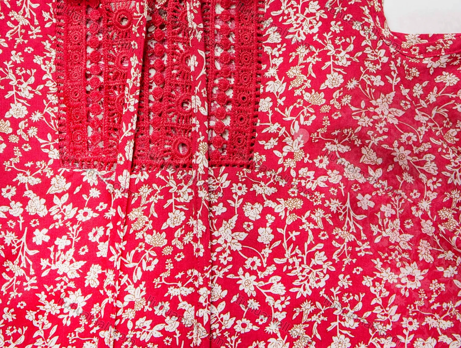 Wholesale Women's Summer Tie Neck Cold Shoulder Ditsy Floral Print Flounce Sleeve Blouse - Liuhuamall