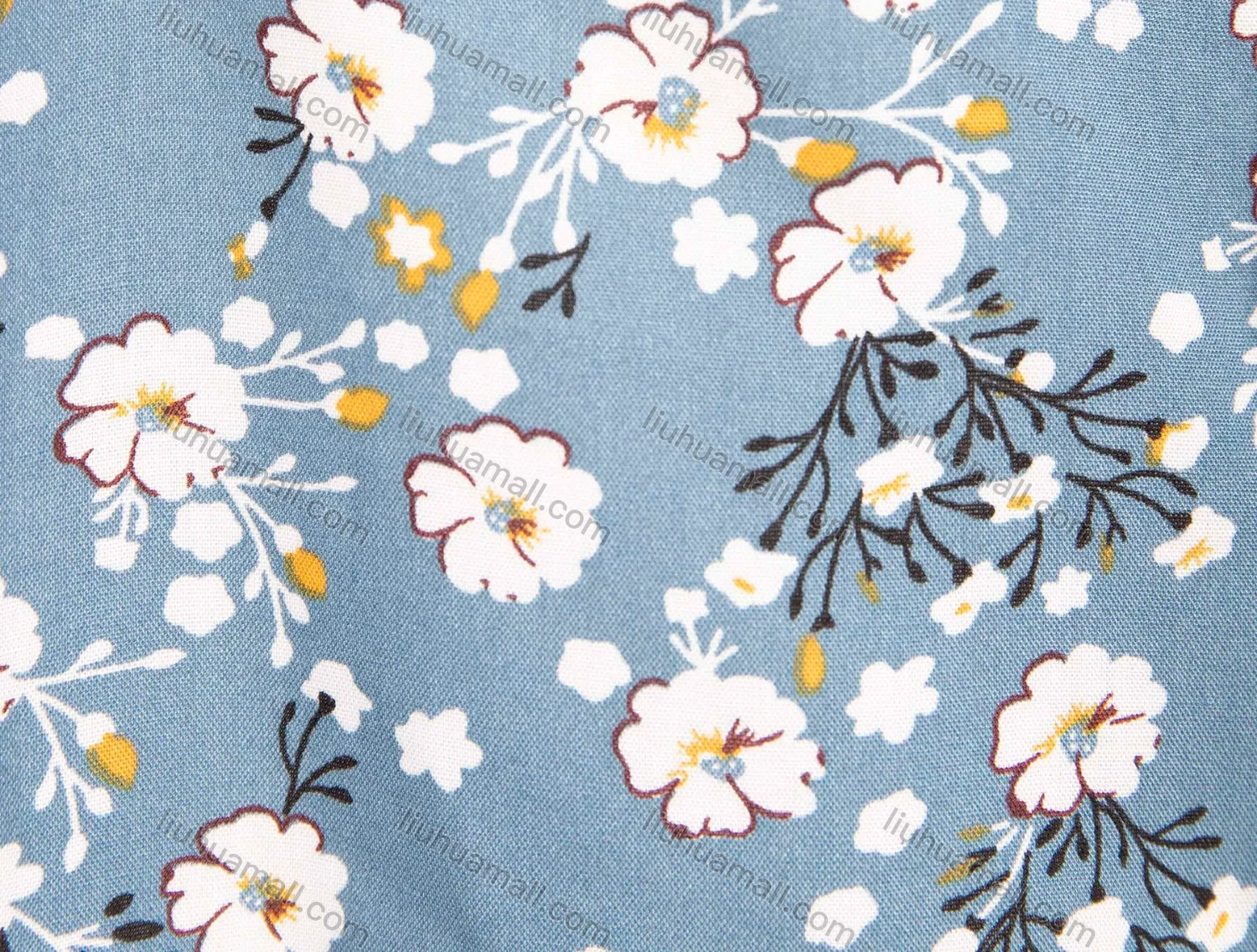 Wholesale Women's Summer Square Neck Puff Sleeve Ditsy Floral Print Blouse - Liuhuamall