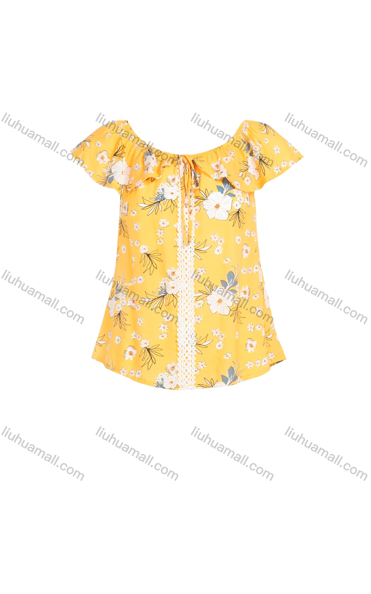 Wholesale Women's Summer Round Neck Floral Print Cap Sleeve Blouse - Liuhuamall