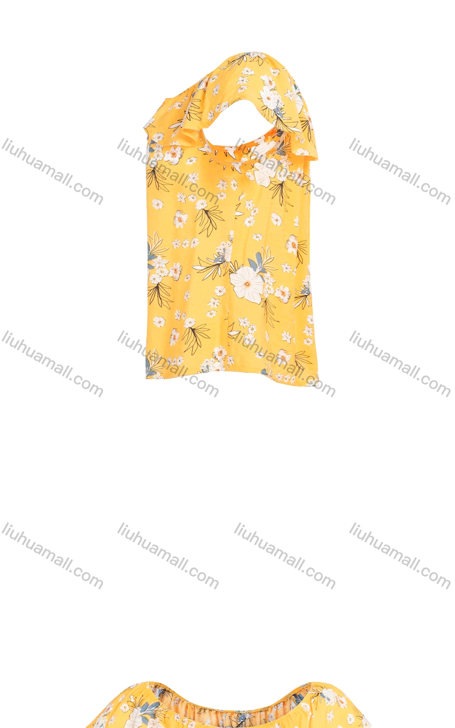 Wholesale Women's Summer Round Neck Floral Print Cap Sleeve Blouse - Liuhuamall