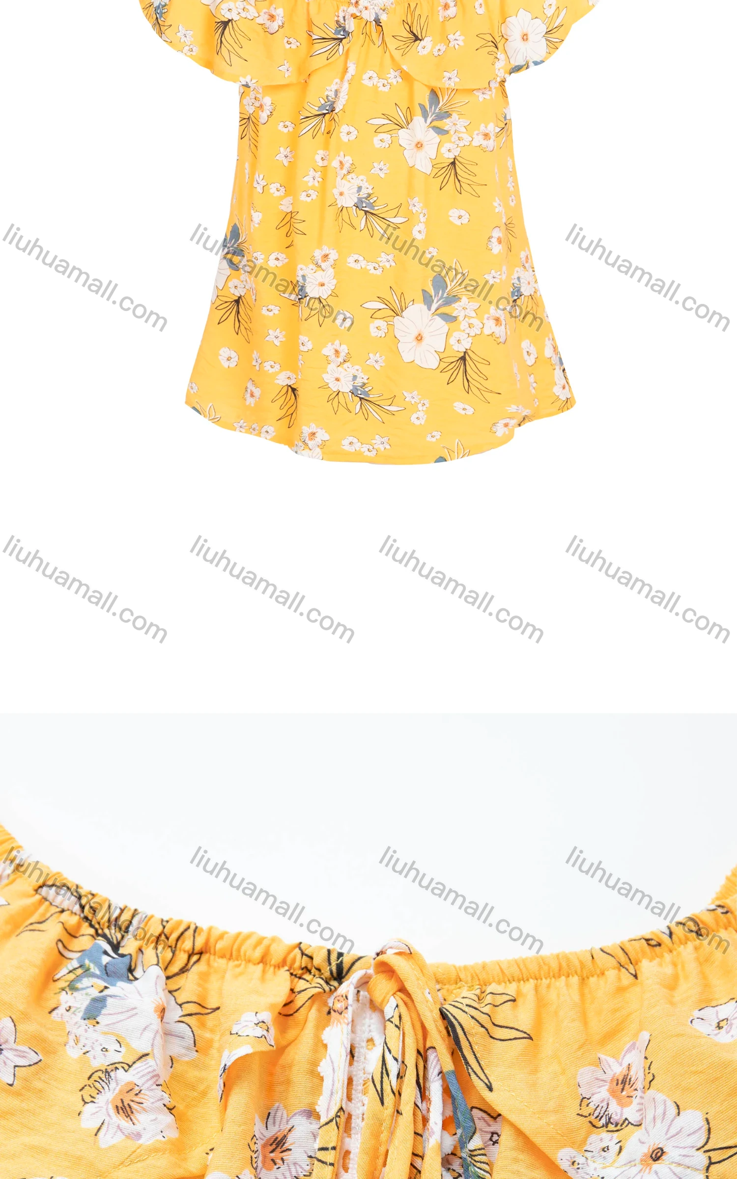 Wholesale Women's Summer Round Neck Floral Print Cap Sleeve Blouse - Liuhuamall