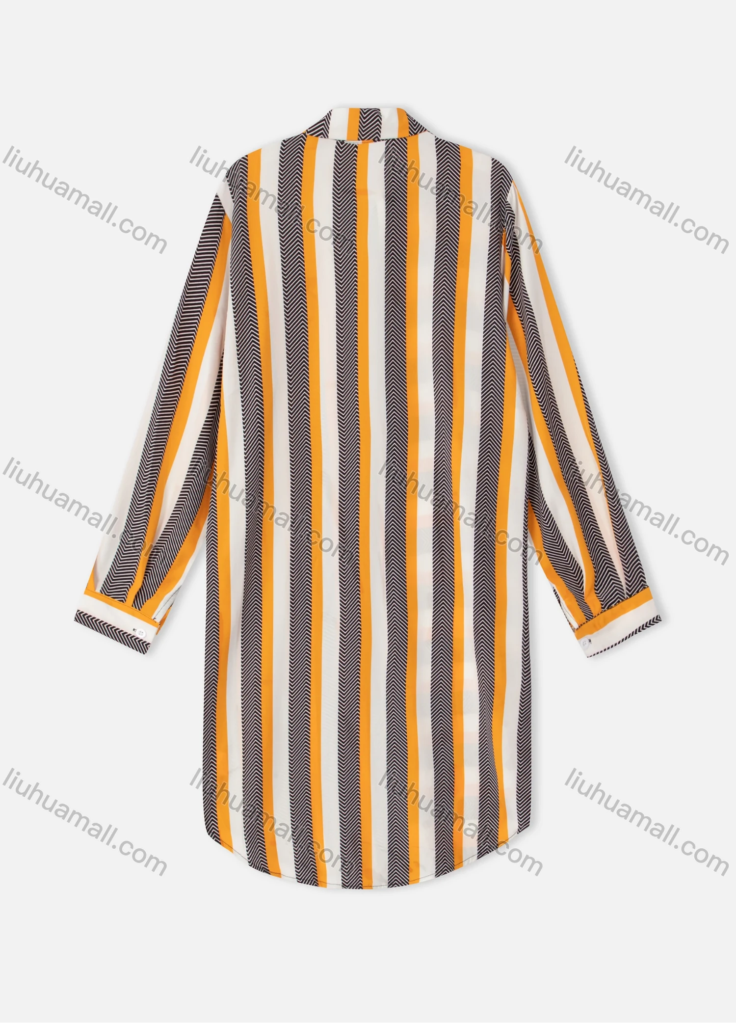 Wholesale Women's Collared Long Sleeve Button Down Tunic Bold Stripe Print Shirt Dress - Liuhuamall