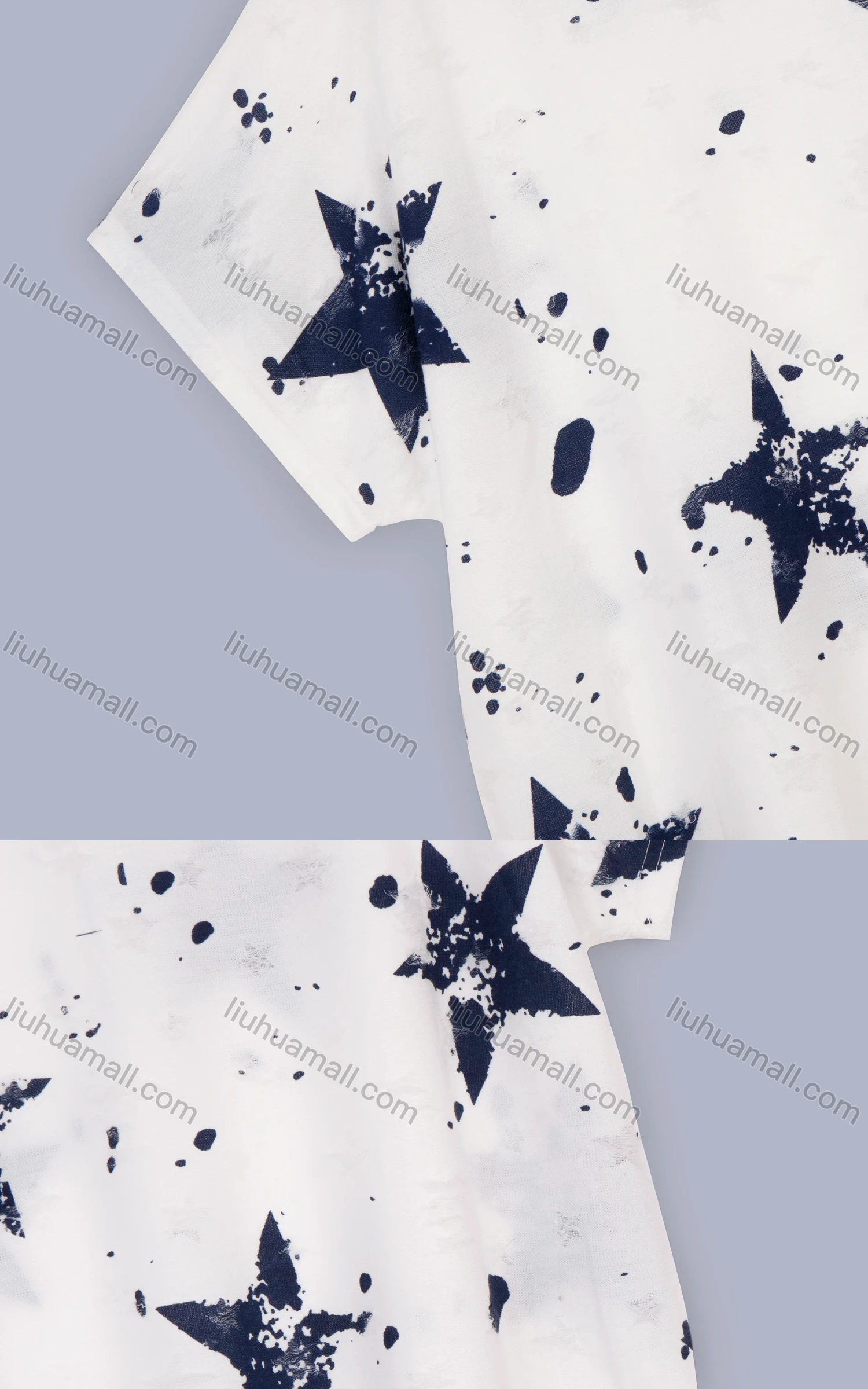 Wholesale Women's Casual Star Print Round Neck Short Sleeve Tee - Liuhuamall