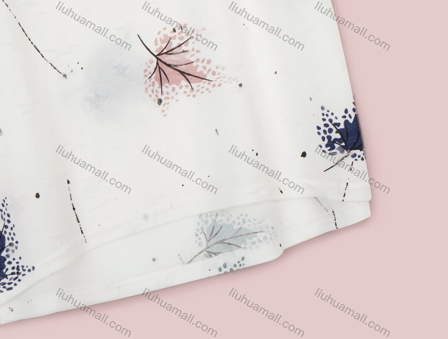 Wholesale Women's Summer Leaf Print Round Neck Short Sleeve Tee - Liuhuamall