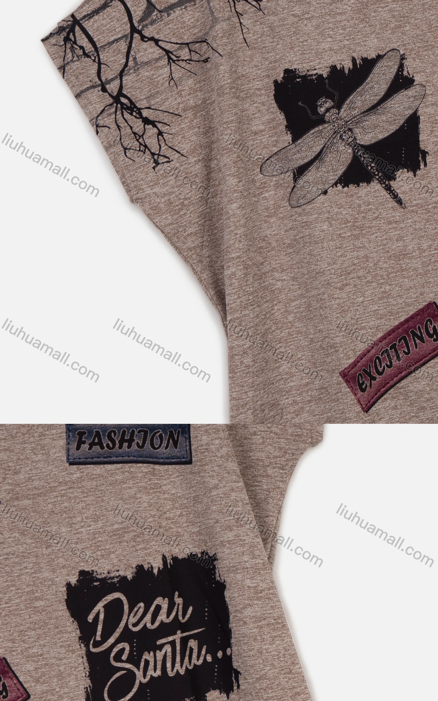 Wholesale Women's Summer Letter Graphic Print Drop Sleeve Round Neck Tee - Liuhuamall