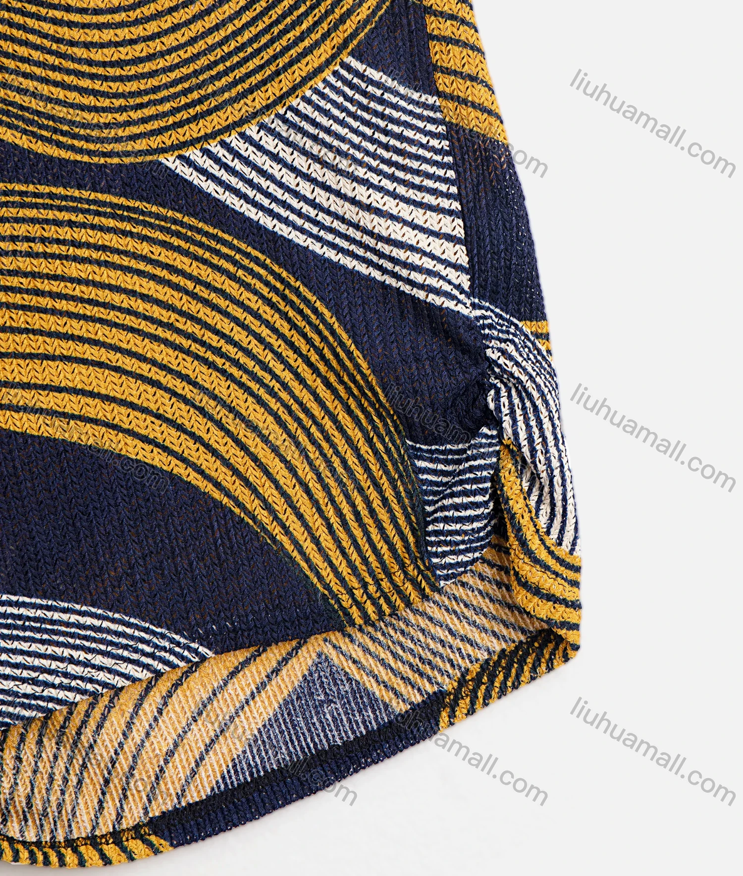 Wholesale Women's Wave Print Tie Neck Drop Shoulder Short Sleeve Knit Top - Liuhuamall