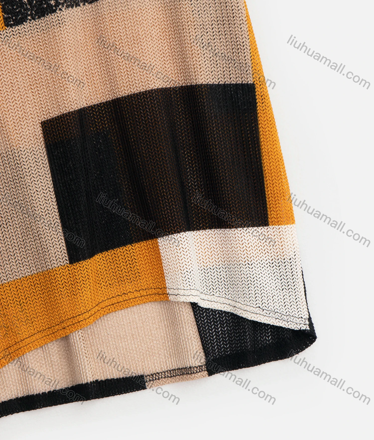 Wholesale Women's Casual Patchwork Short Sleeve Drop Shoulder Round Neck Knit Top - Liuhuamall