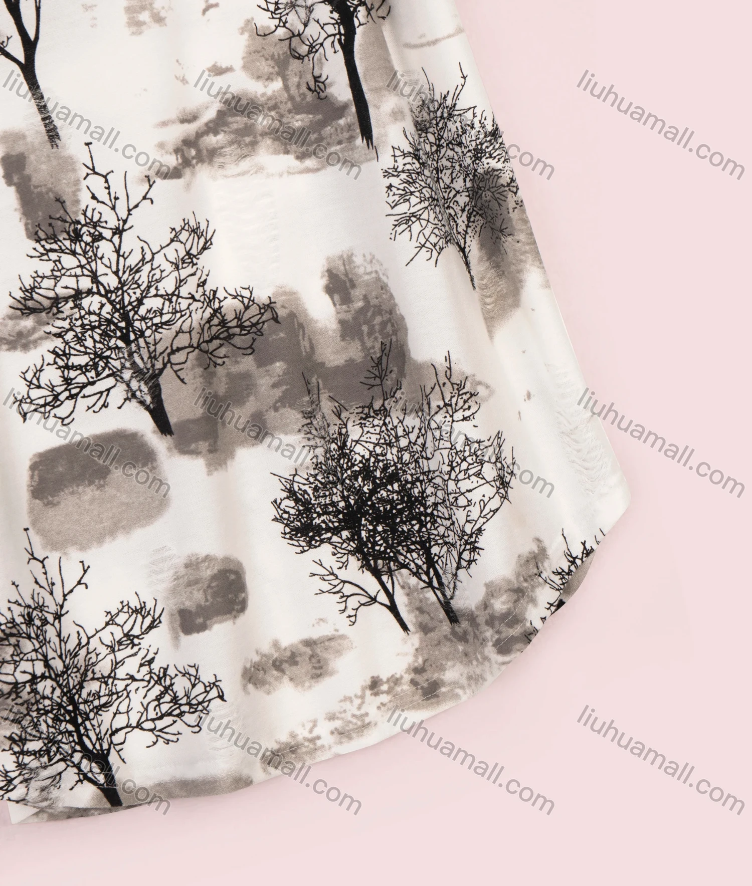 Wholesale Women's Casual Ink Painting Print Short Sleeve Round Neck Tee - Liuhuamall